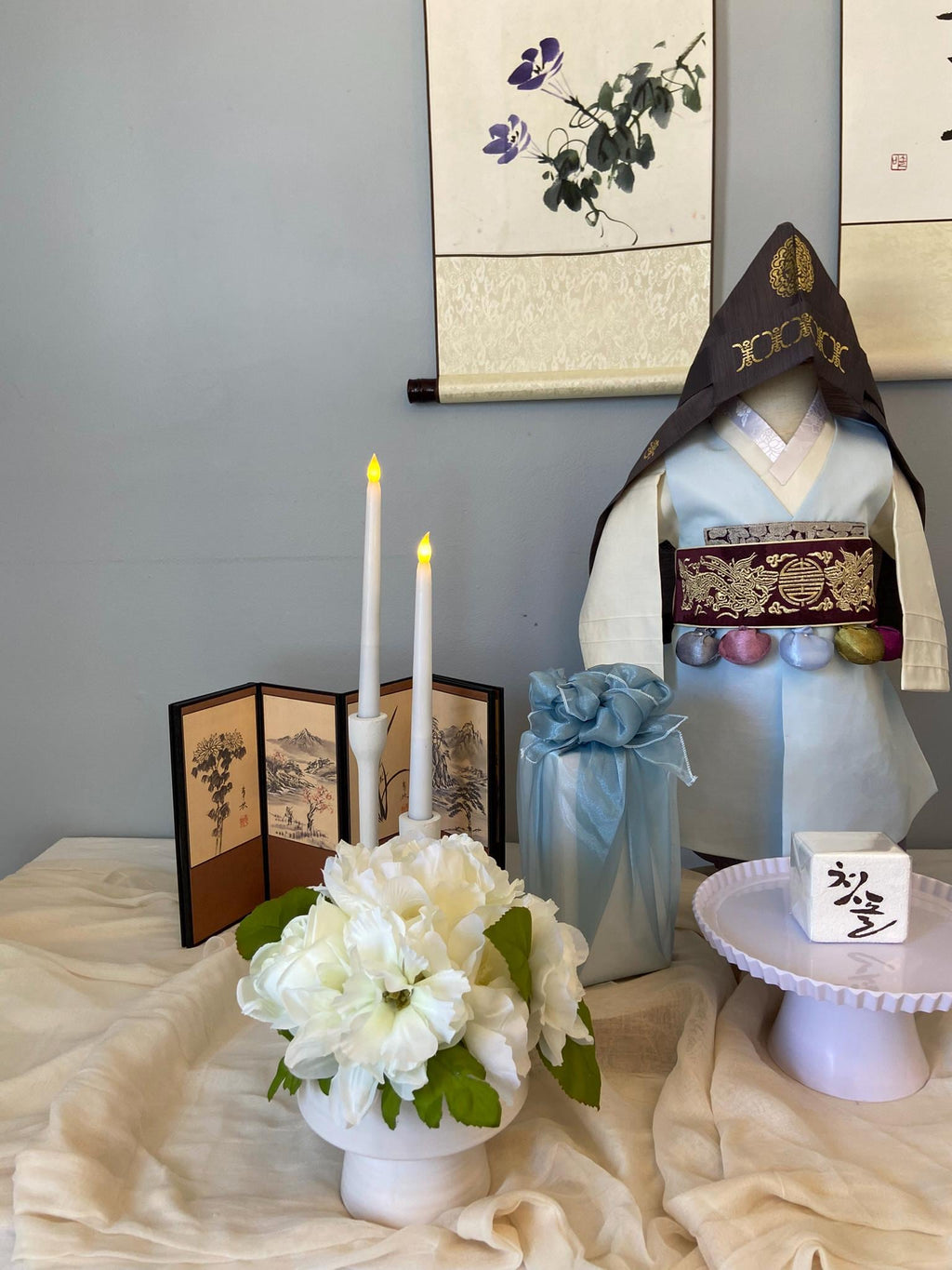 Korean Dol Table Rental, First Birthday Party Decor, Custom Calligraphy Scroll, Doljanchi Baekil Dohljabi Kit, 100 days Party, 돌, 백일, Hanbok | FREE SHIPPING