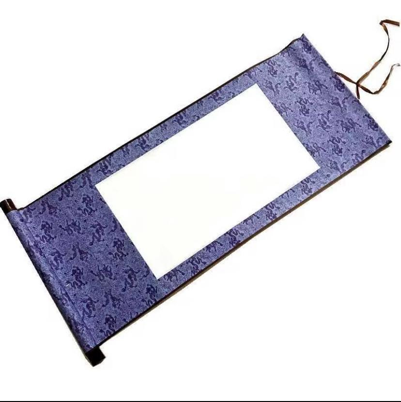 Set of 2 Blank Hanging Scroll | Asian Calligraphy Scroll | Minimal Wall Decor | Chinese Japanese Korean Art Paper Mount | 5 Colors Available