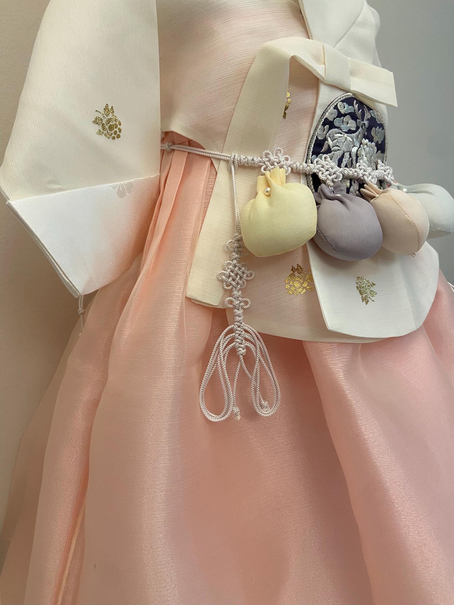Girl I Hanbok Rental | Ivory & Blush Pink Korean First Birthday Dress | Elegant Doljanchi Outfit | Dohl Party Name Sign | Size 1