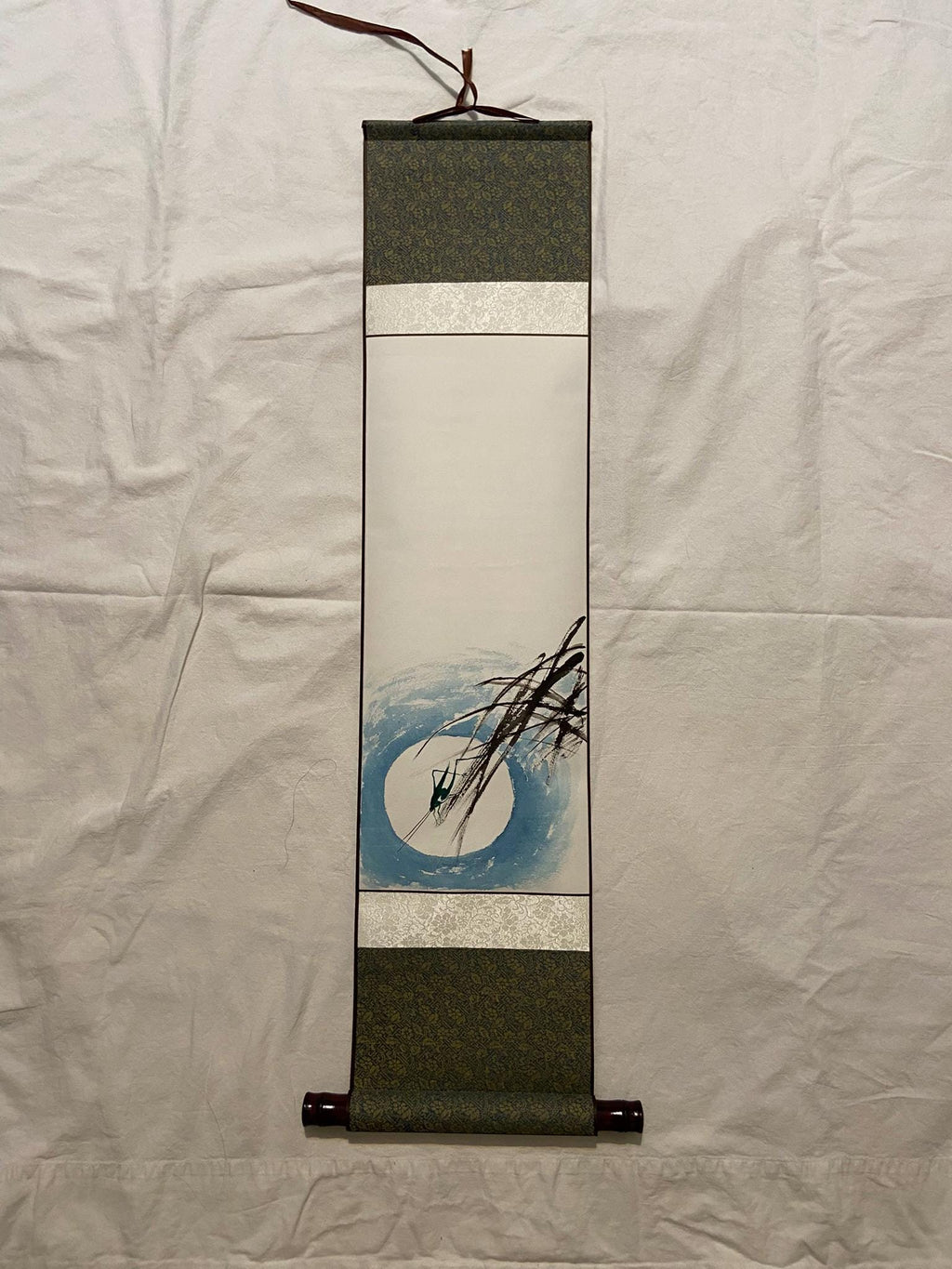 Traditional Korean Hanging Scroll Set | Lotus | Moonlit |Cricket | Pond | Little Birds | Hand-Painted Asian Wall Art | Minimal Home Decor