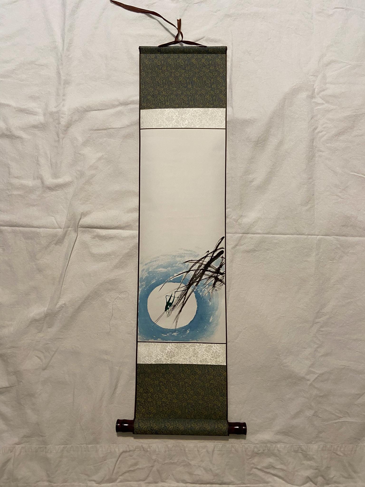 Traditional Korean Hanging Scroll Set | Lotus | Moonlit |Cricket | Pond | Little Birds | Hand-Painted Asian Wall Art | Minimal Home Decor