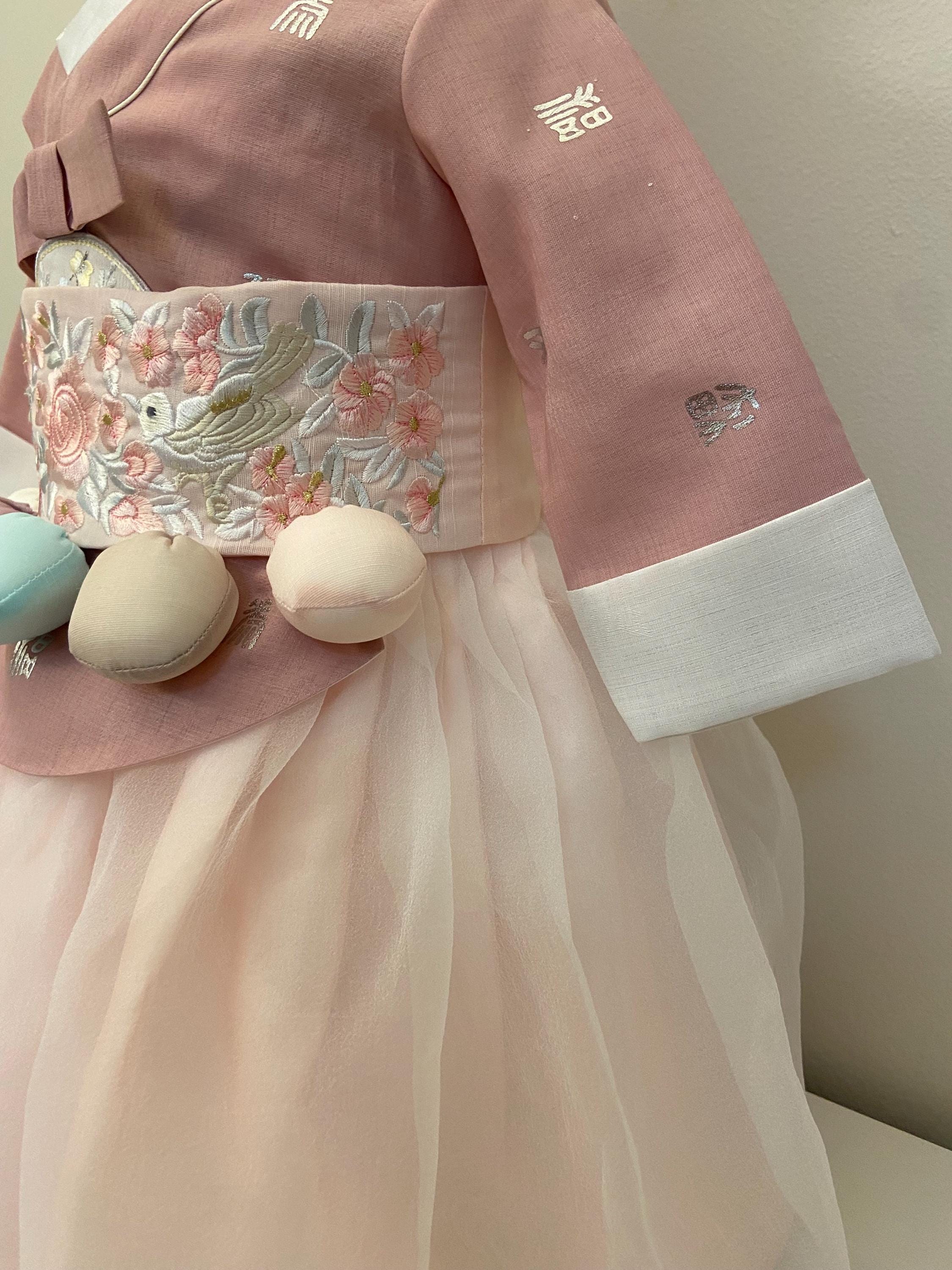 Girl C Hanbok Rental | Baekil Hanbok | Pastel Pink Korean Hanbok | Dohltti | Traditional Korean Baby Dress | 100 Days Sign | Size 100 Days