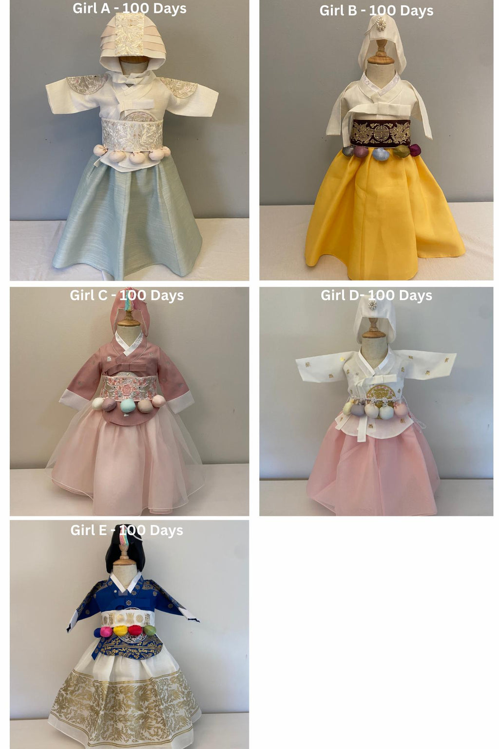 Girl B Hanbok Rental | Ivory & Yellow 100 Days Hanbok Set | Baby Girl 100 Days Outfit | Baekil Korean Dress | Baekil Wall Sign | Size 100