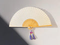 Korean Folding Fan: Hanji Paper, Bamboo Frame, Tassel