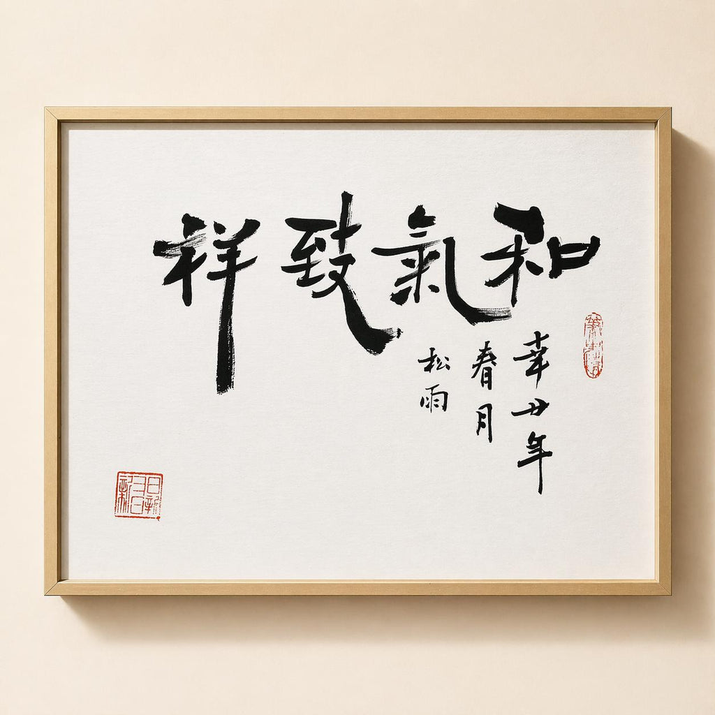 Chinese Calligraphy Art Print | Minimalist Ink Wall Art | Zen Brush Painting | Asian Decor | Black Ink Artwork | Unframed Calligraphy