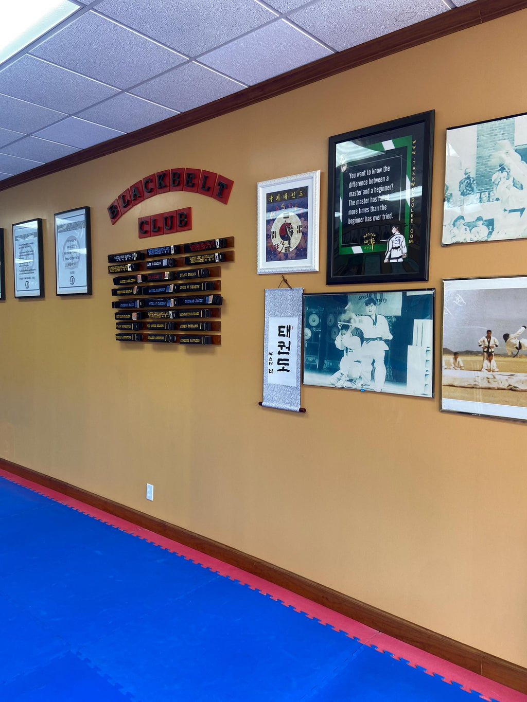 Taekwondo in Korean, Traditional Korean Calligraphy Scroll Wall Art, Martial Arts Dojang Decor, Handmade Hanging Scroll Gift for Instructor