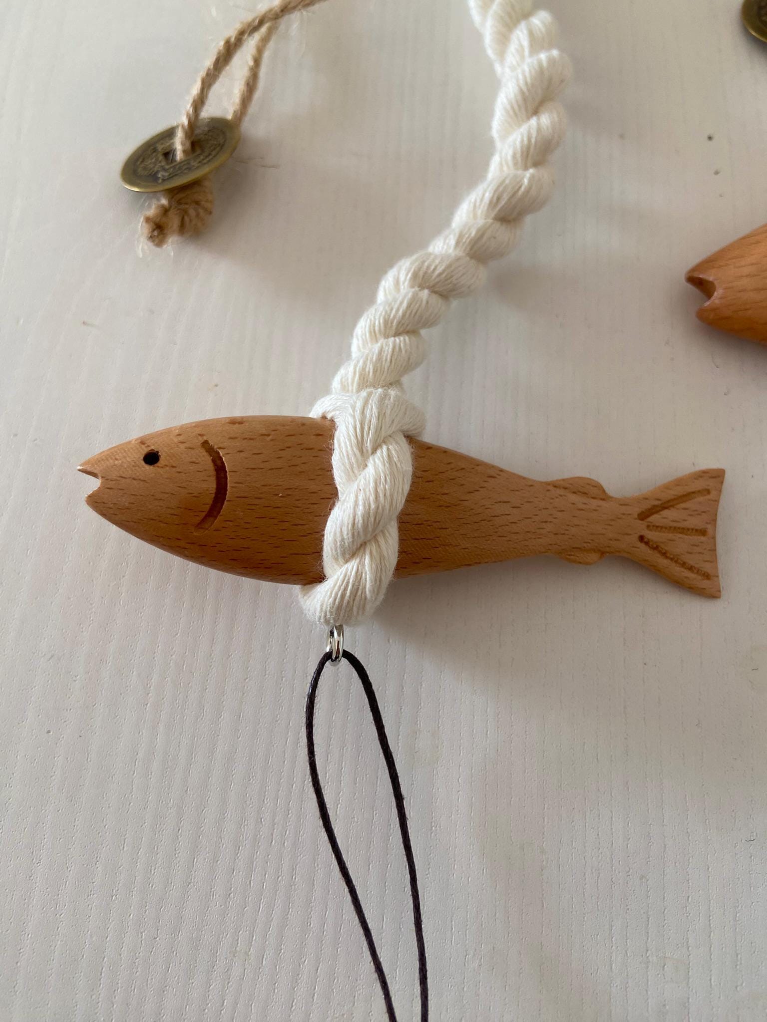 Korean Good Luck Pollock Charm | Traditional Protection Amulet | Wooden Pollack Door Hanging | Housewarming Gift | Wind Bell | 액막이 명태
