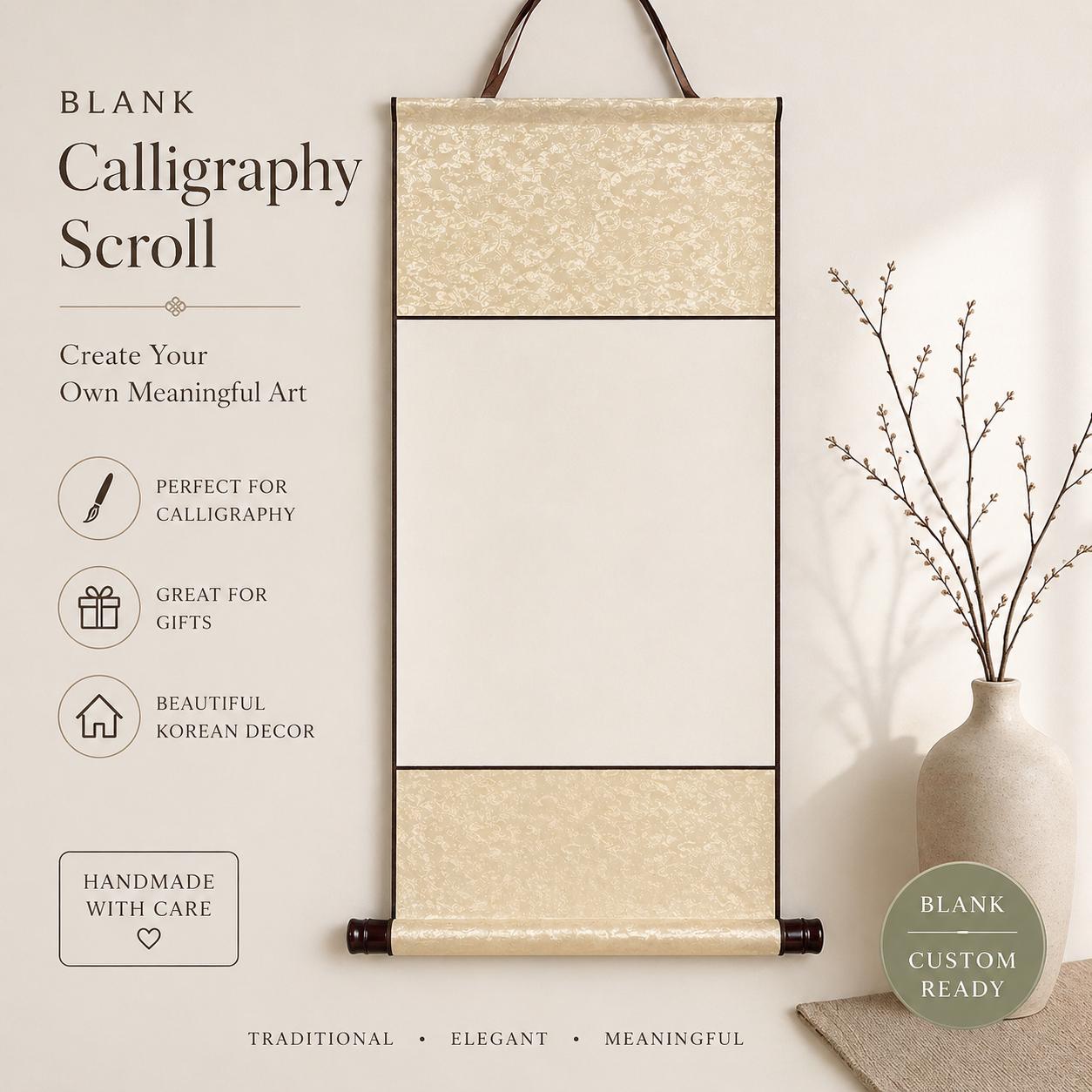 Blank Calligraphy Scroll | Empty Hanging Scroll | Traditional Wall Scroll | Custom Calligraphy Ready | Minimal Asian Art Decor Material