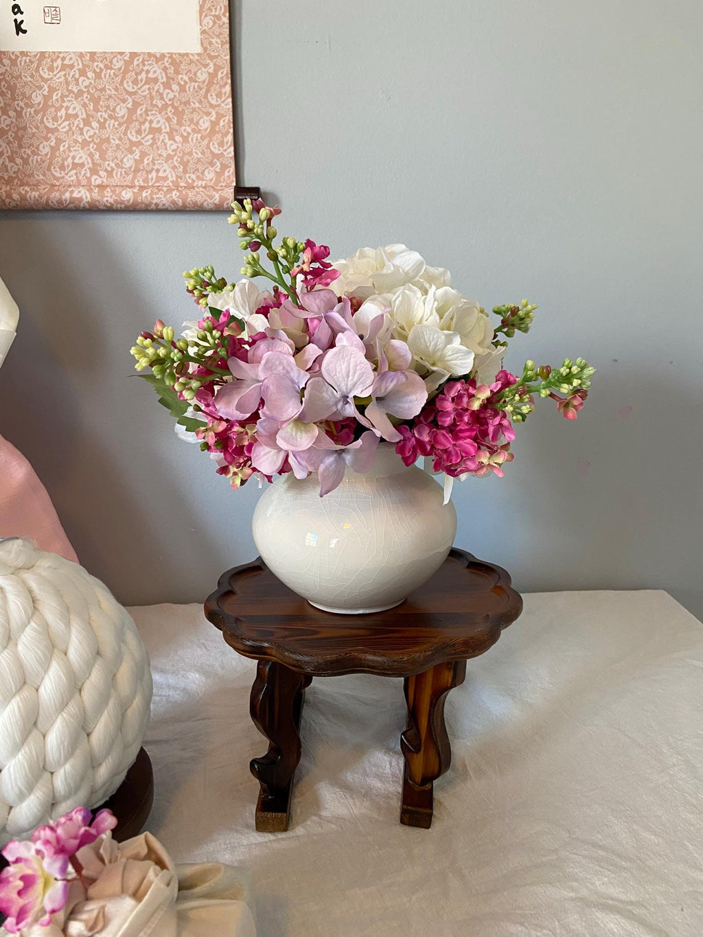 Korean Doljanchi Table Rental with Moon Jar | Dal Hangari | First Birthday Dol Table Setup | Traditional Korean Decor | Pink Theme | FREE SHIPPING
