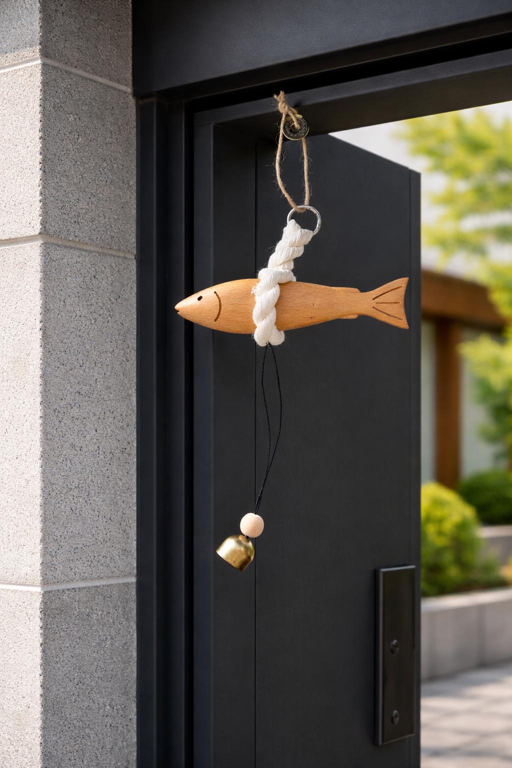 Korean Good Luck Pollock Charm | Traditional Protection Amulet | Wooden Pollack Door Hanging | Housewarming Gift | Wind Bell | 액막이 명태