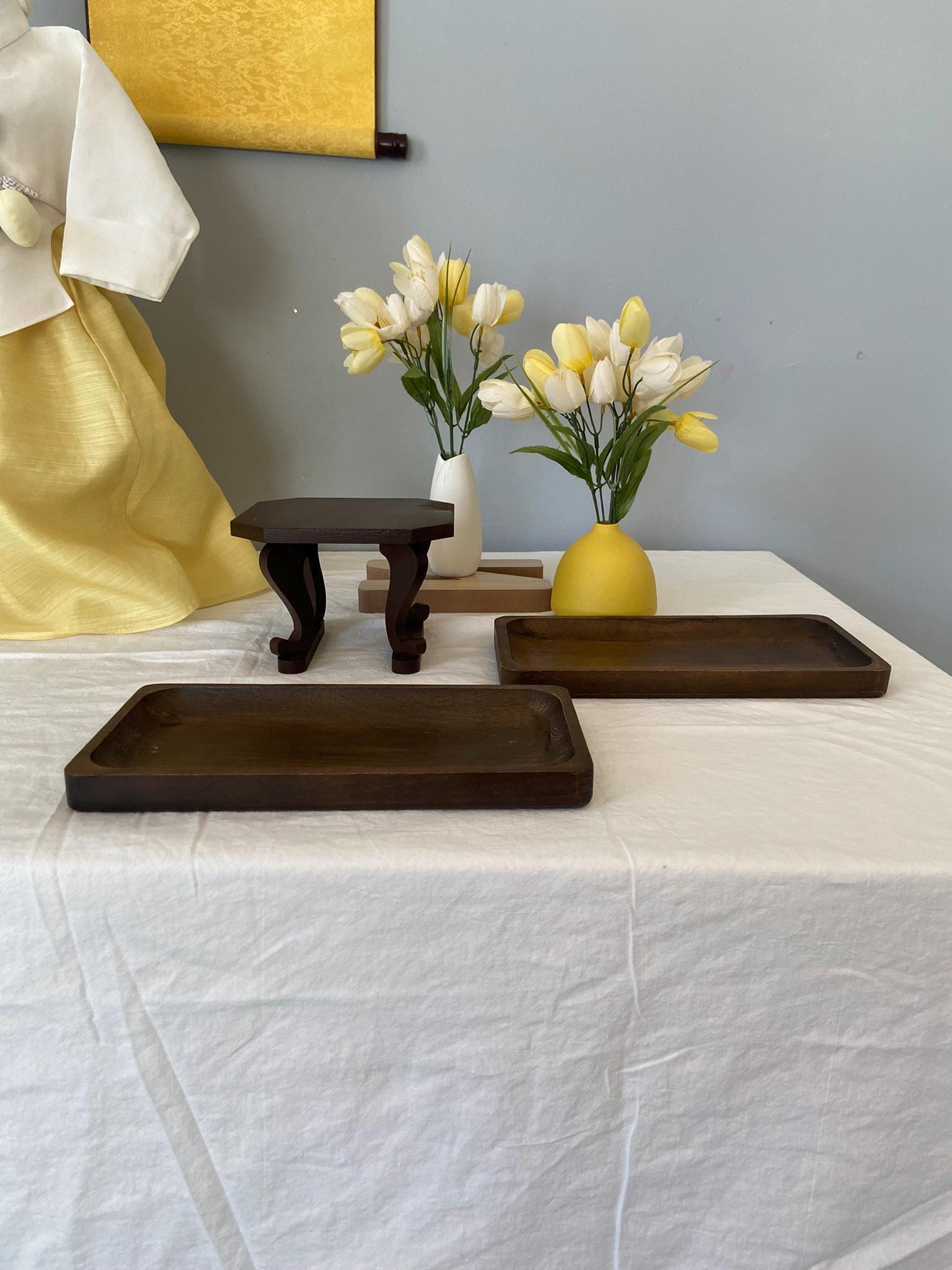 Yellow Flower Dol Table Rental | Personalized Name Sign | Korean Traditional Dohl Table | 100 days Table | 1st Birthday | Dohljabi | Hanbok | FREE SHIPPING