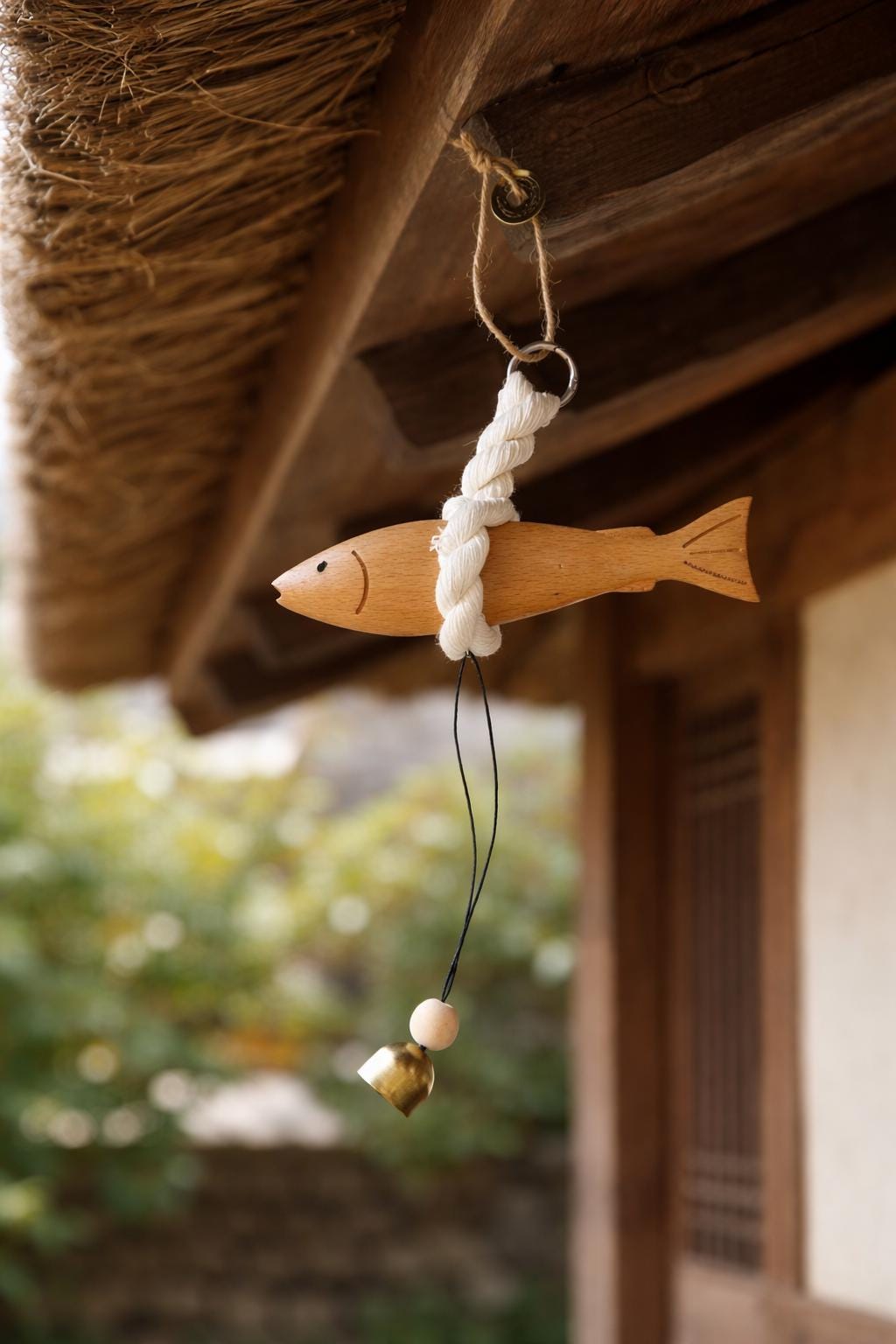 Korean Good Luck Pollock Charm | Traditional Protection Amulet | Wooden Pollack Door Hanging | Housewarming Gift | Wind Bell | 액막이 명태