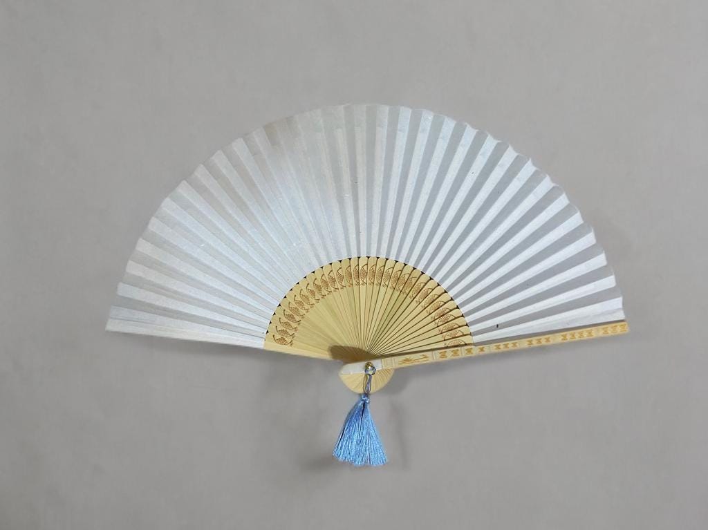 Korean Folding Fan: Hanji Paper, Bamboo Frame, Tassel
