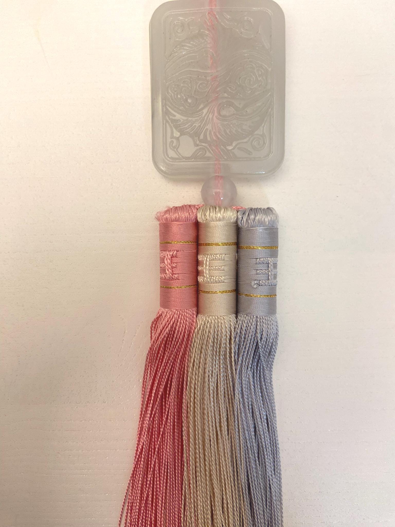 Korean Norigae Tassel Ornament, Traditional Korean Charm, Hanbok Accessory, Pastel Tassel Decor, Korean Knot, 13 inches