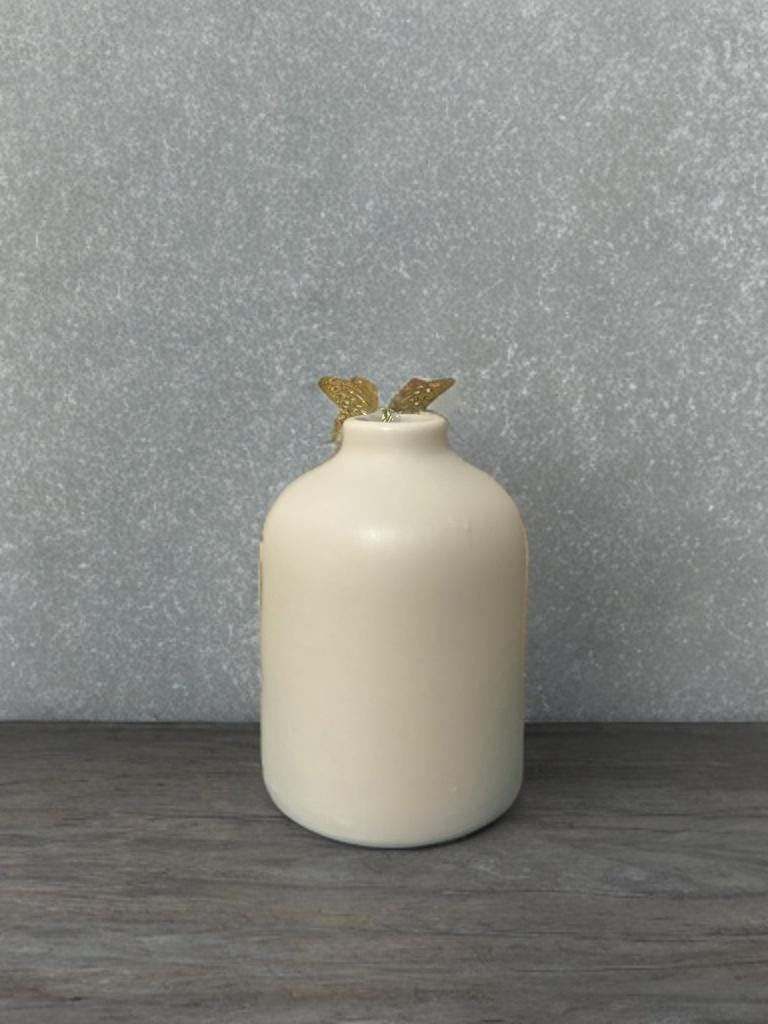 Mini White Ceramic Vase Set: Korean Table Decor with Tassels