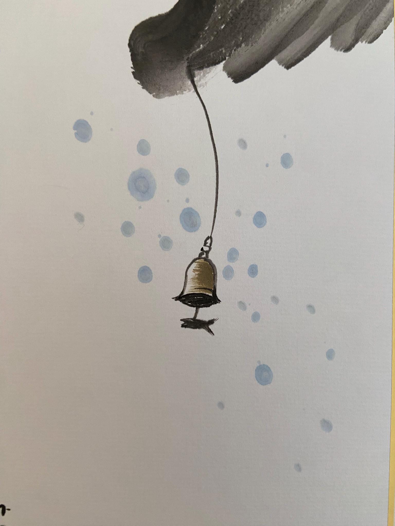 Korean Calligraphy Wall Art – Wind Bell Poem Painting – Minimal Zen Decor – Meditation Wall Art – Korean Ink Artwork – 8x10 Frame