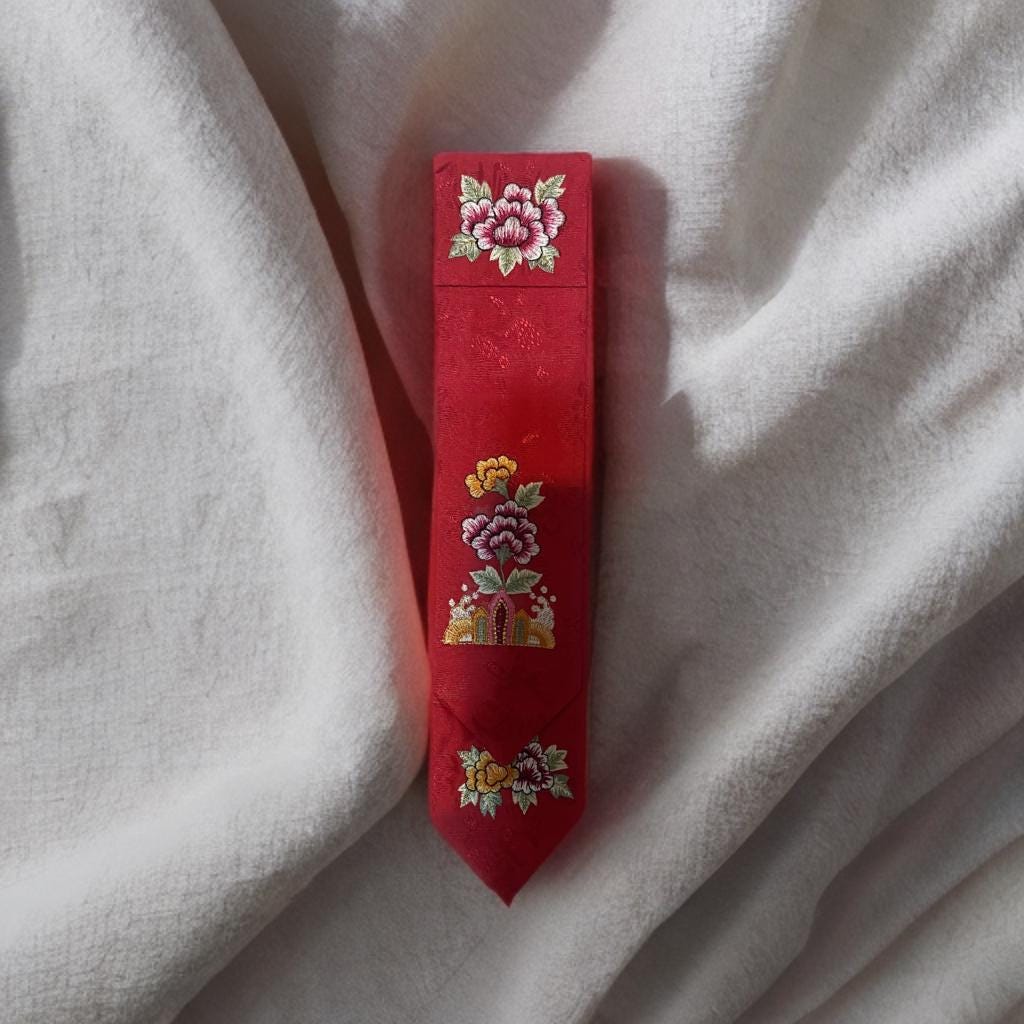 Embroidered Korean Daenggi Hair Ribbon, Hanbok Accessory, Traditional Korean Hair, Korean Hair Tie, Korean Traditional Event Hair, Gift Wrap
