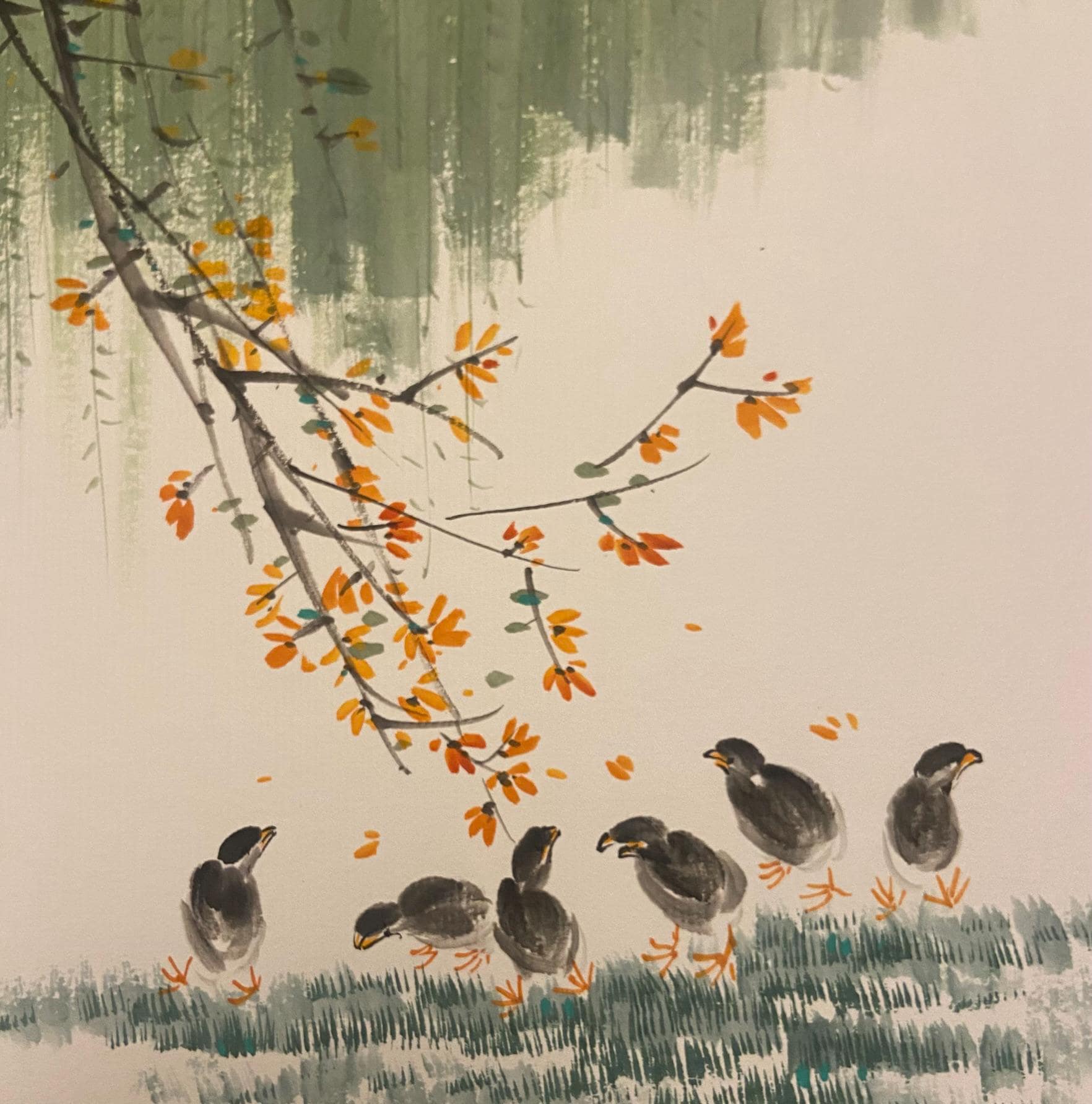 Because of You – Korean Calligraphy Art with Birds, Korean traditional art, Korean folk painting, Korean painting, Korea wall decoration