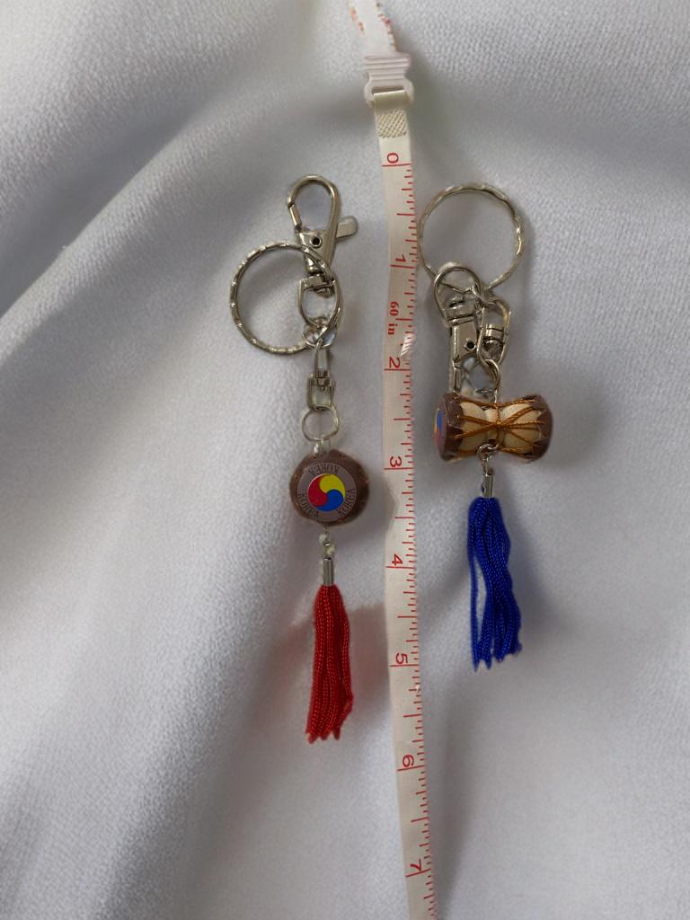 Korean Sam Taegeuk & Janggu Drum Keychain Set: Cultural Souvenir Gift