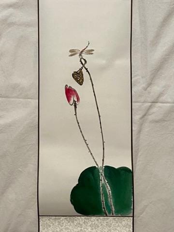 Traditional Korean Hanging Scroll Set | Lotus | Moonlit |Cricket | Pond | Little Birds | Hand-Painted Asian Wall Art | Minimal Home Decor
