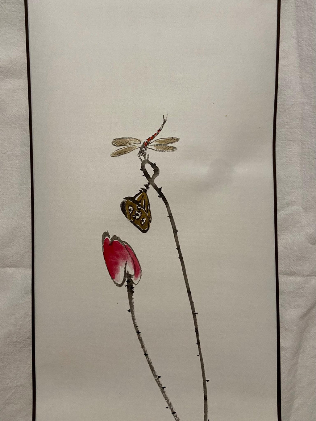 Traditional Korean Hanging Scroll Set | Lotus | Moonlit |Cricket | Pond | Little Birds | Hand-Painted Asian Wall Art | Minimal Home Decor