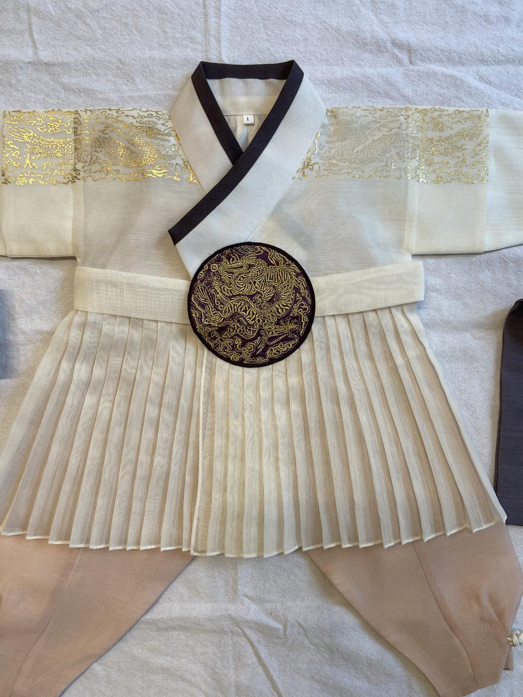Boy K Hanbok Rental | Ivory & Brown 1st Birthday Outfit | Korean Baby Boy Doljanchi Set | Traditional Hanbok Rental | Korean hanbok | Size 1