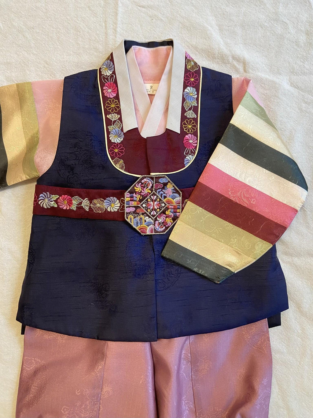 Boy W Hanbok Rental | Navy & Ivory Hanbok for Baby Boy | Korean Dol Outfit | 1st Birthday Hanbok Rental | Korean Baby Boy Clothes | Size 2