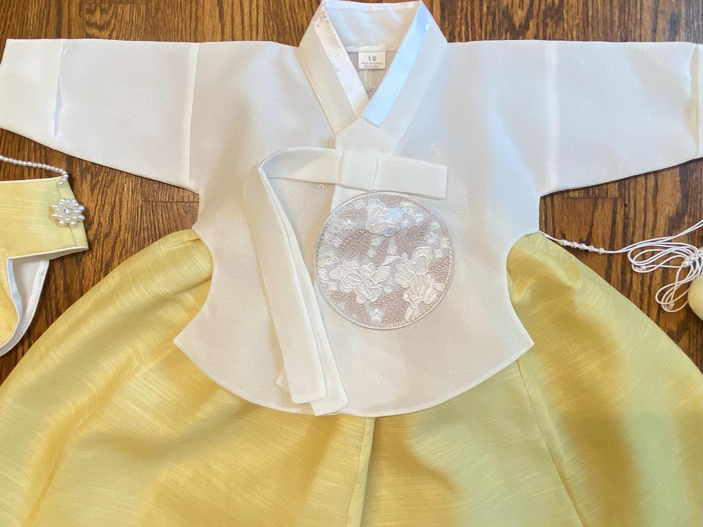 Girl K Hanbok Rental | Yellow & Ivory Dol Hanbok Set | Korean Baby Girl Doljanchi Outfit | 1st Birthday Korean Dress | Size 1