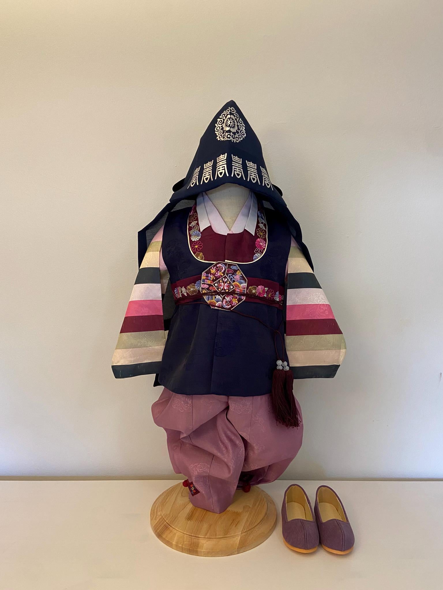Boy W Hanbok Rental | Navy & Ivory Hanbok for Baby Boy | Korean Dol Outfit | 1st Birthday Hanbok Rental | Korean Baby Boy Clothes | Size 2