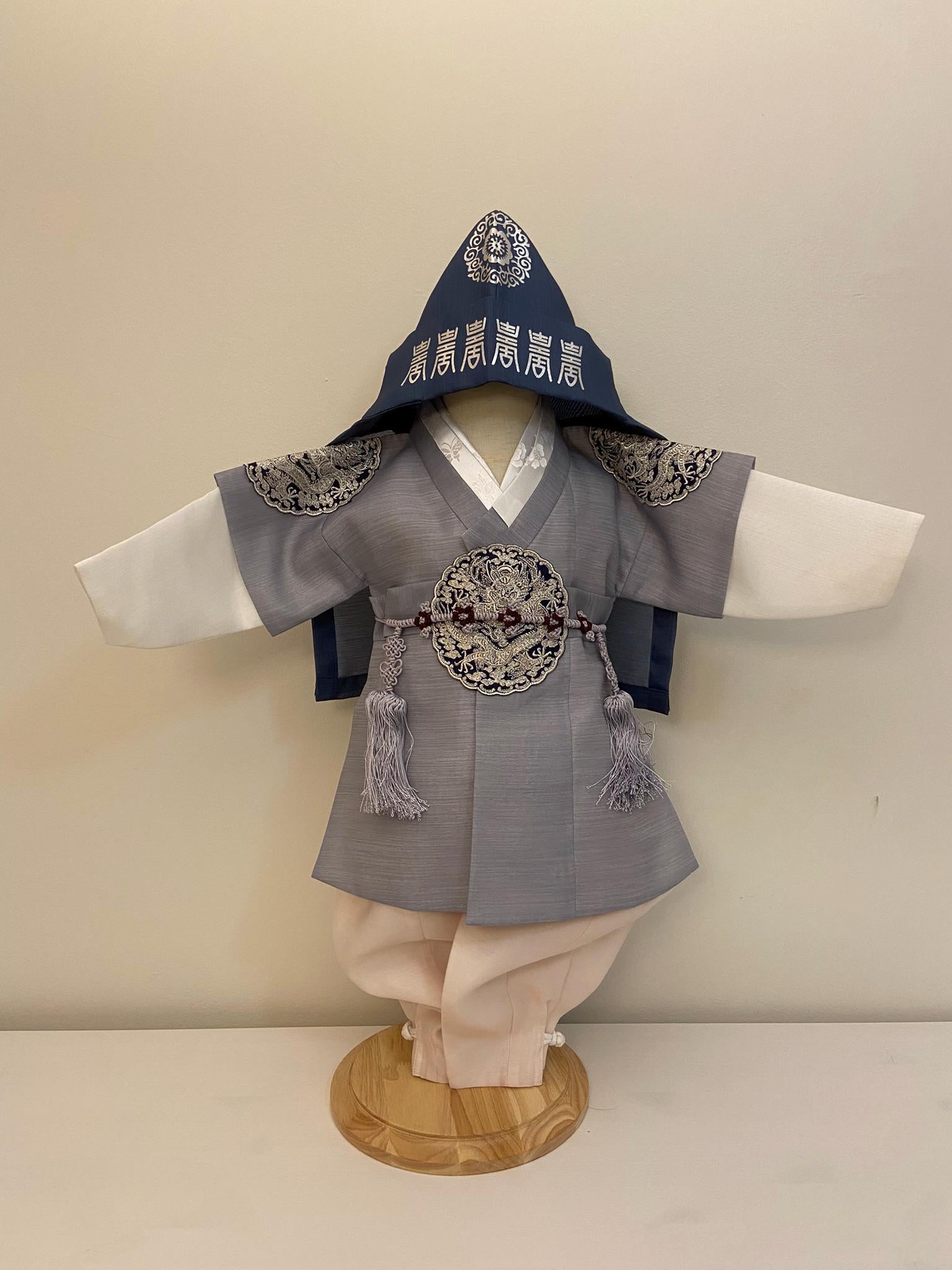 Boy O Hanbok Rental | Gray Blue Dol Hanbok | Luxury Korean First Birthday Outfit | Toddler Traditional Costume | Size 2