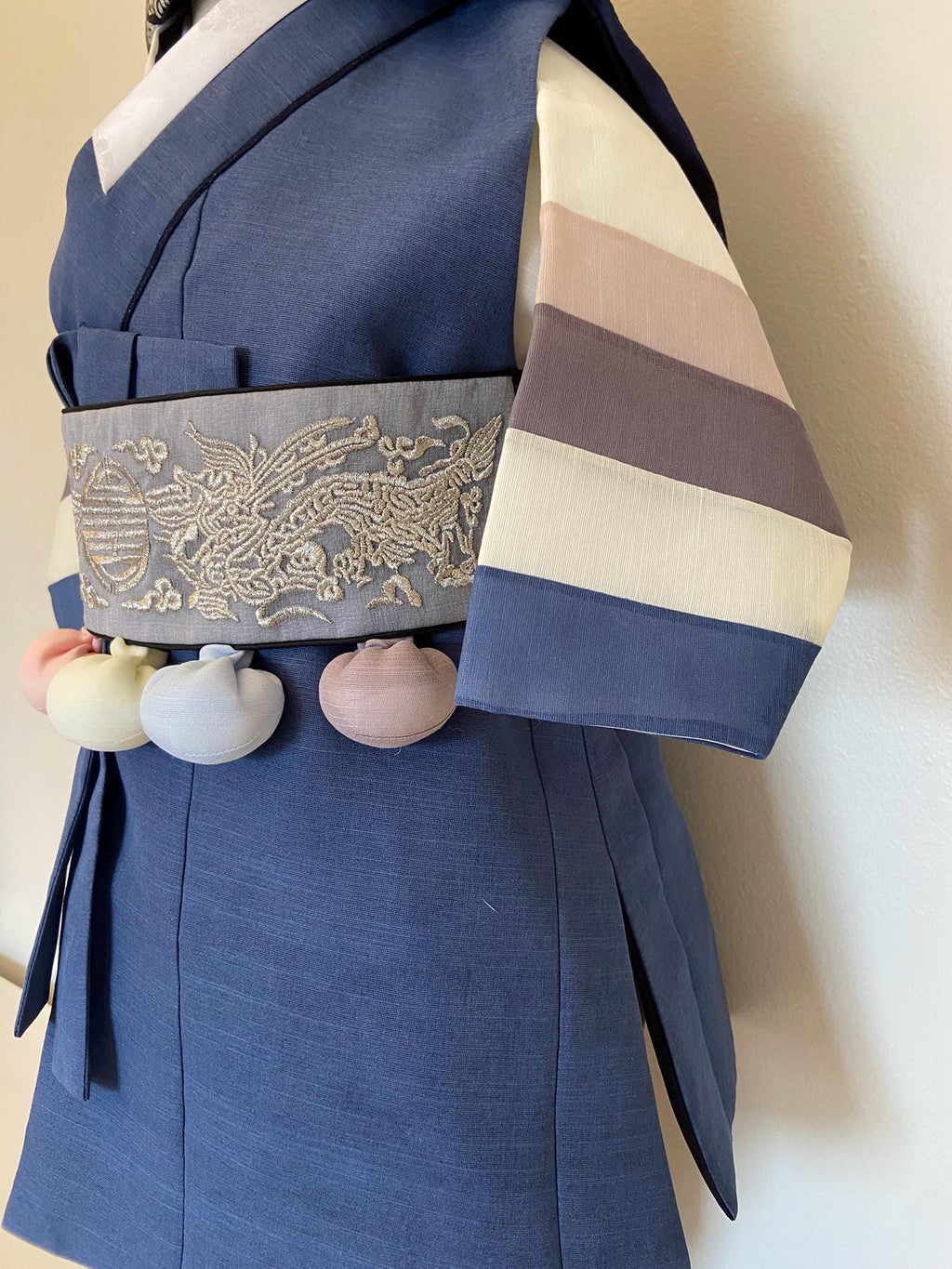 Boy R Hanbok Rental | Navy Dol Outfit with Silver Dragon Belt | First Birthday Dol | Traditional Korean Baby Hanbok Set | Size 1
