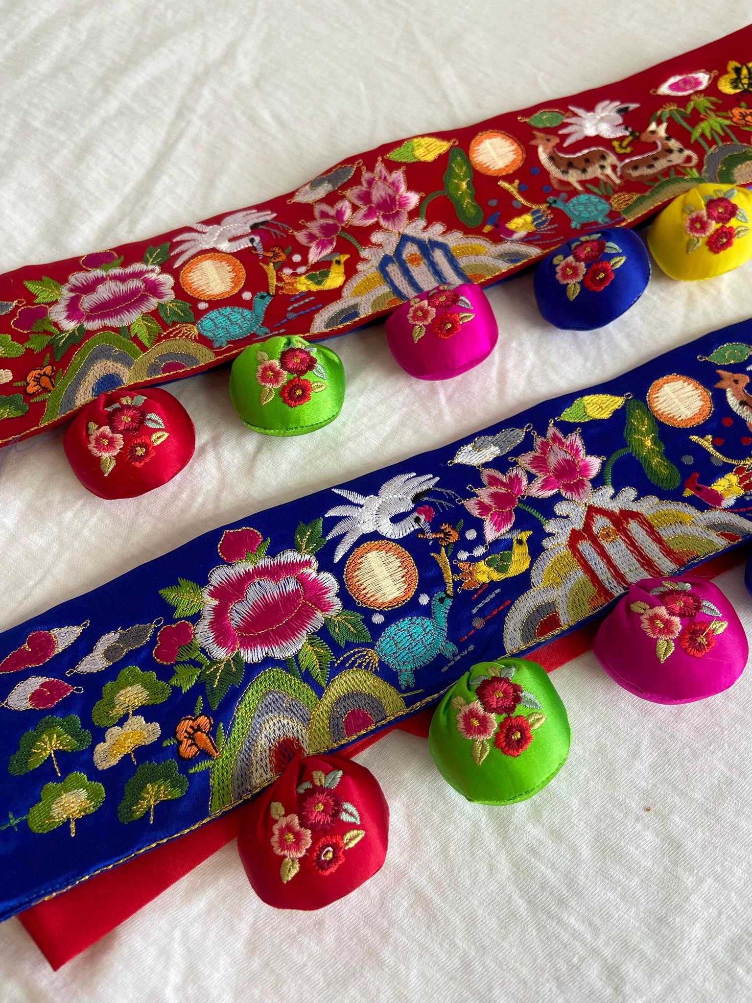 Korean Doltti Baby Belt | Traditional Embroidered First Birthday Belt | Hanbok Dol Accessory | Korean Baby Girl Outfit | Dol Baekil Gift