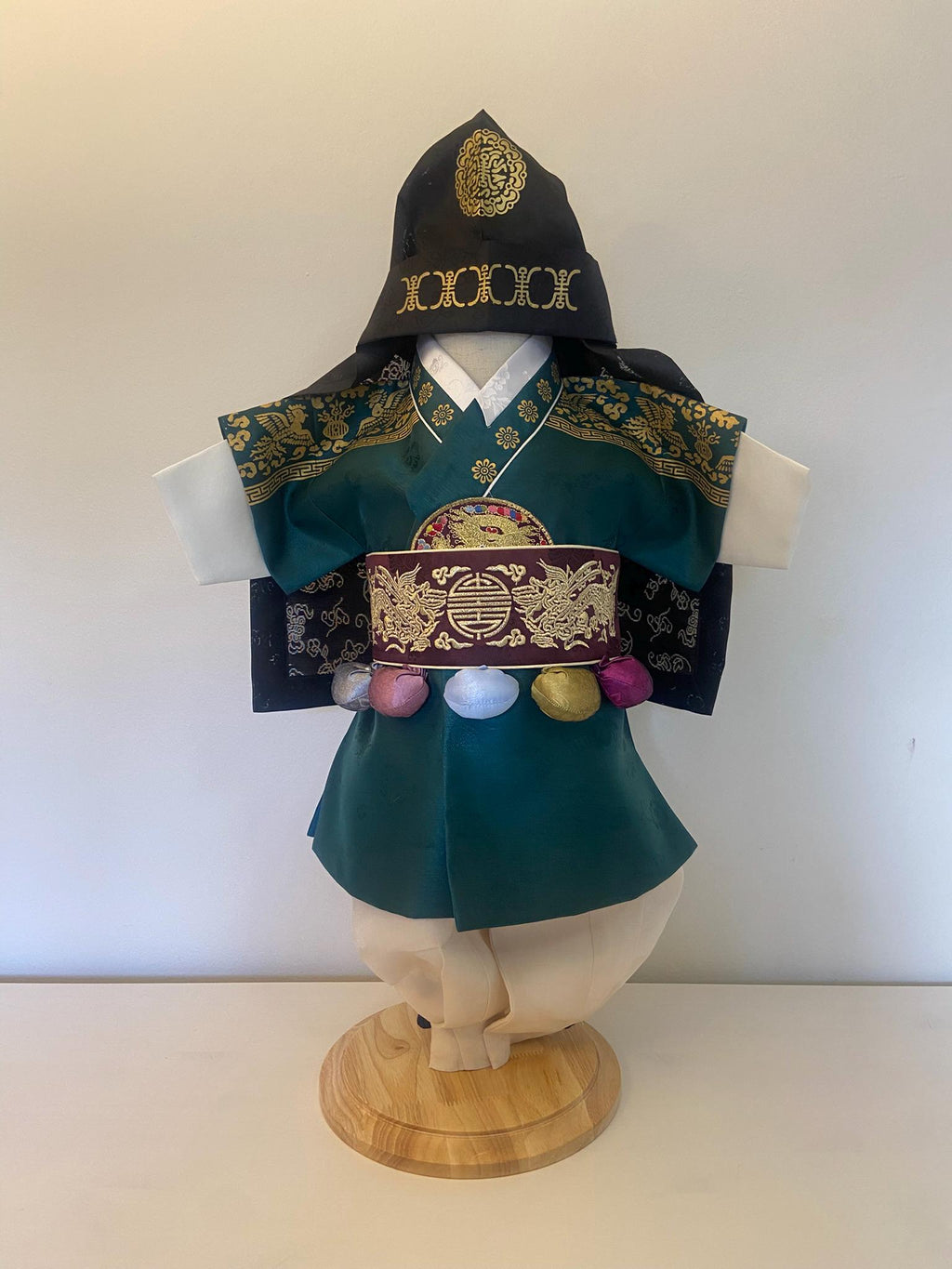 Boy G Hanbok Rental | Green & Gold 100 Days Outfit | Baby Boy Baekil Hanbok | Royal Traditional Hanbok Rental | Boy Hanbok Set | Size 0