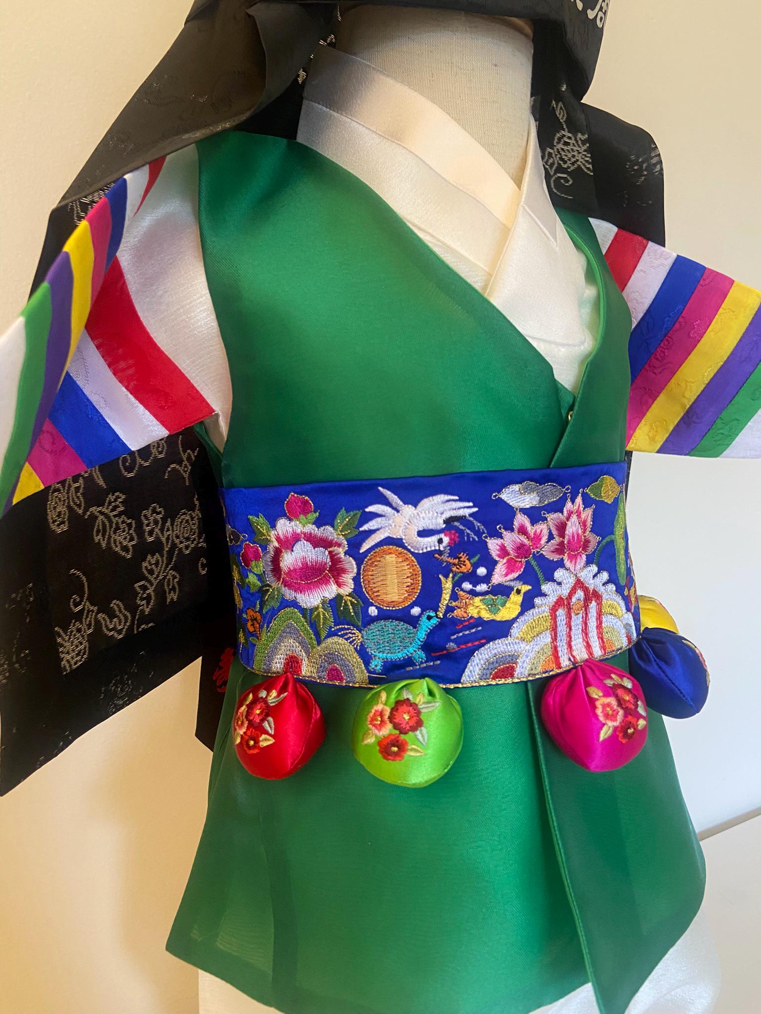 Boy H Hanbok Rental | Traditional Green Hanbok Set | Saekdong Sleeve Hanbok | Traditional Korean 100 Days Celebration Outfit | Size 0