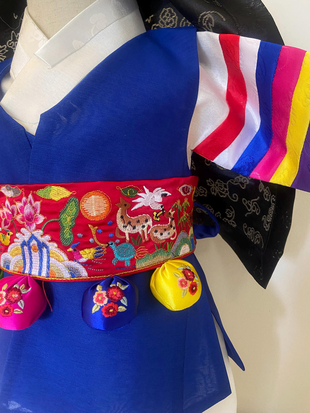 Boy I Hanbok Rental | Blue Saekdong Sleeve Hanbok | Baekil Hanbok | Size 0