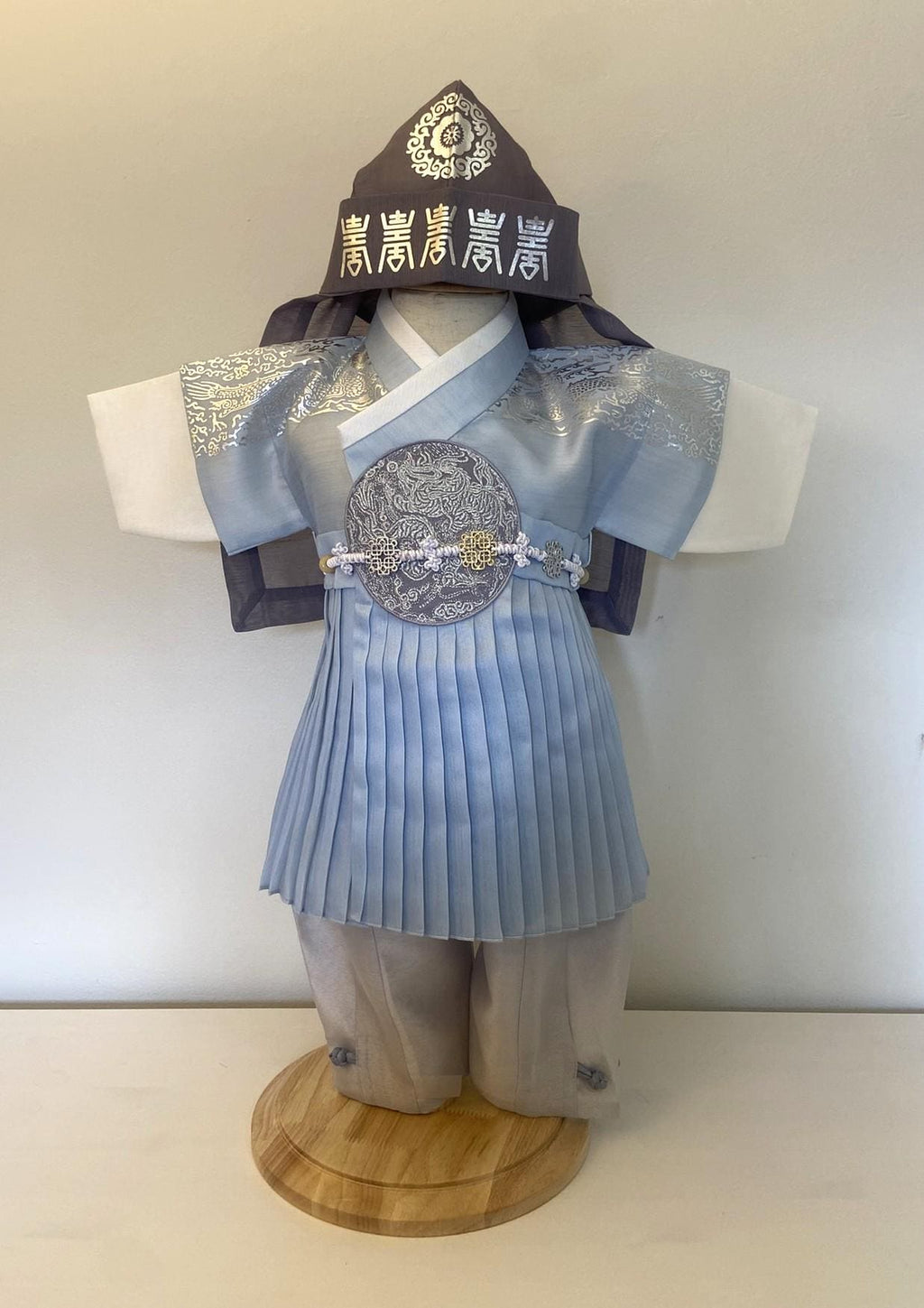 Boy E Hanbok Rental | Light Blue Traditional Baby Outfit | Baby Boy Hanbok | Traditional Korean 100 Days Celebration Outfit | Size 0