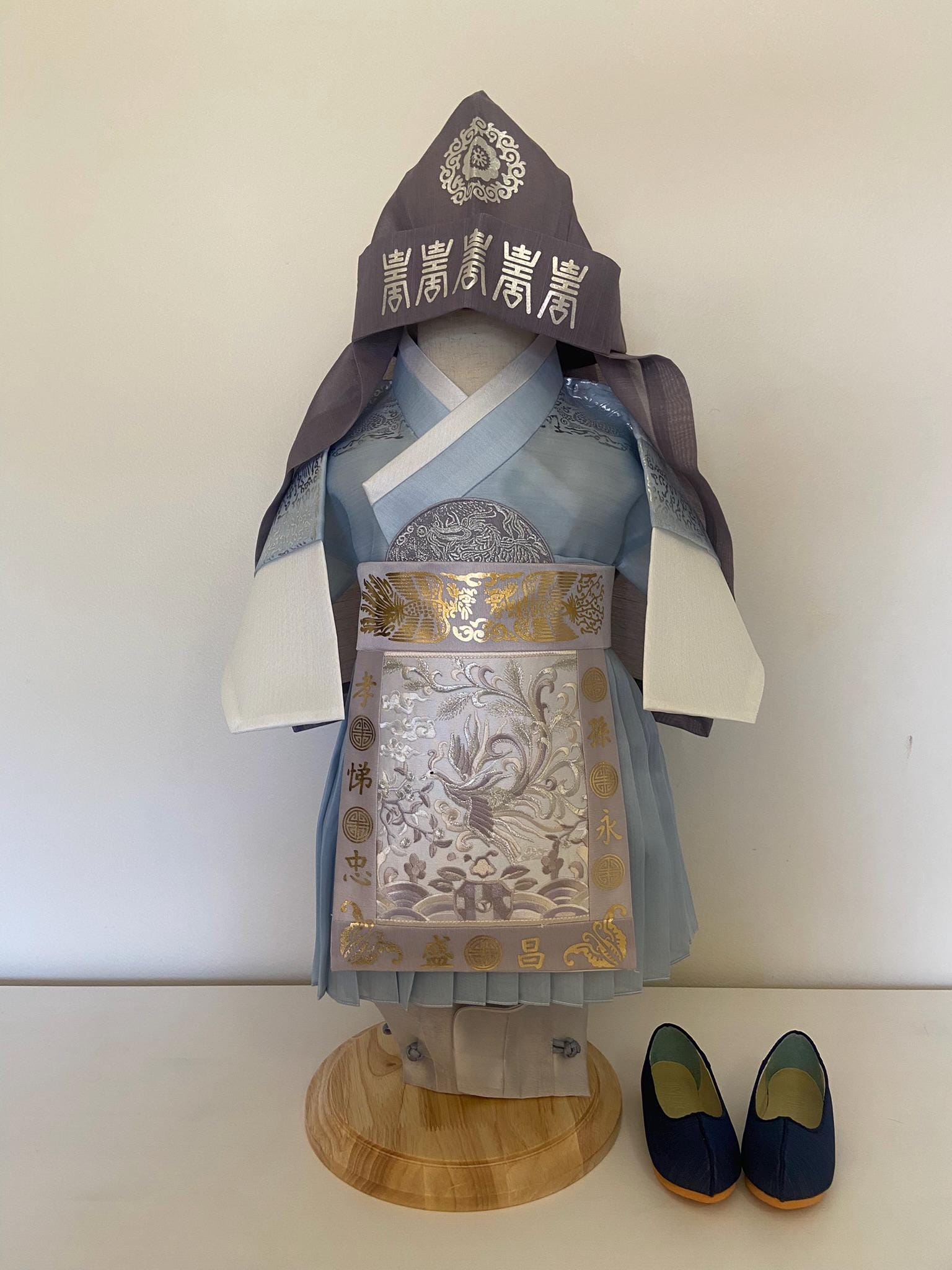 Boy L Hanbok Rental | Premium Light Blue First Birthday Outfit | Luxury Doljanchi Hanbok Set with Shoes | Traditional Korean Baby Outfit