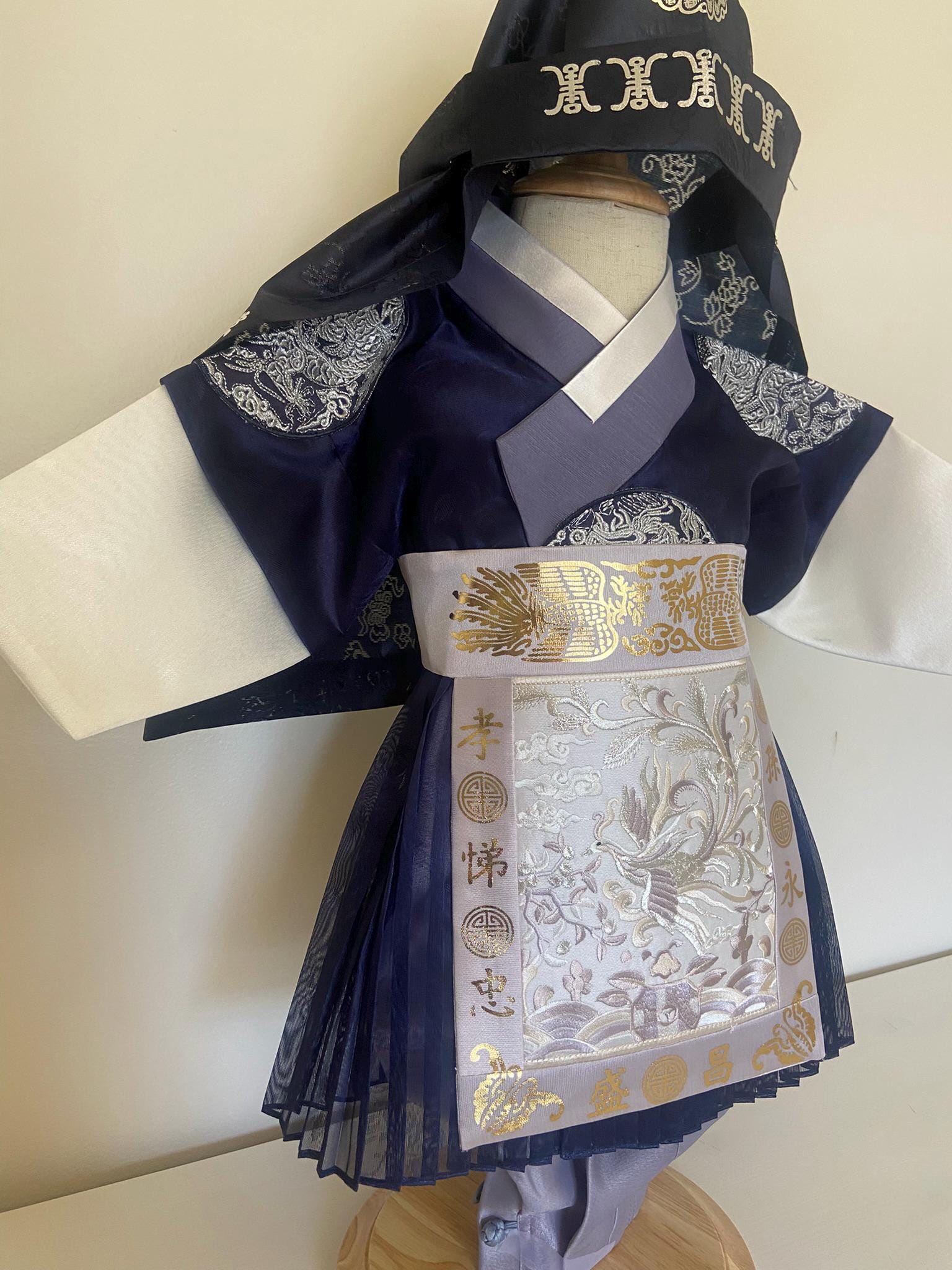 Boy M Hanbok Rental | Premium Navy First Birthday Outfit | Luxury Doljanchi Hanbok Set with Shoes | Traditional Korean Baby Outfit