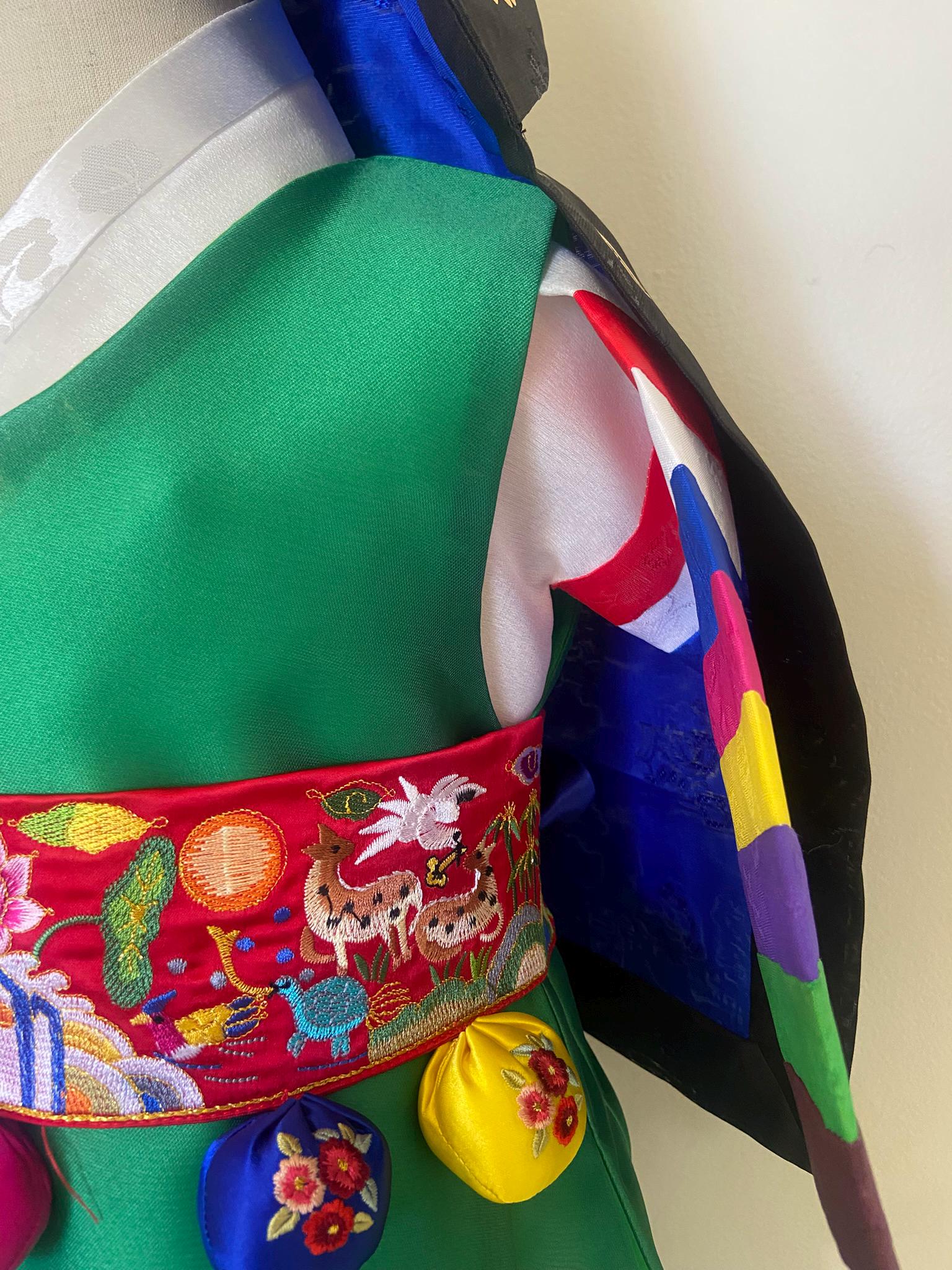 Boy T Hanbok Rental | Traditional Green Hanbok with Hogeon Hat | First Birthday Outfit | Saekdong Sleeve Hanbok | Doljanchi Outfit | Size 1