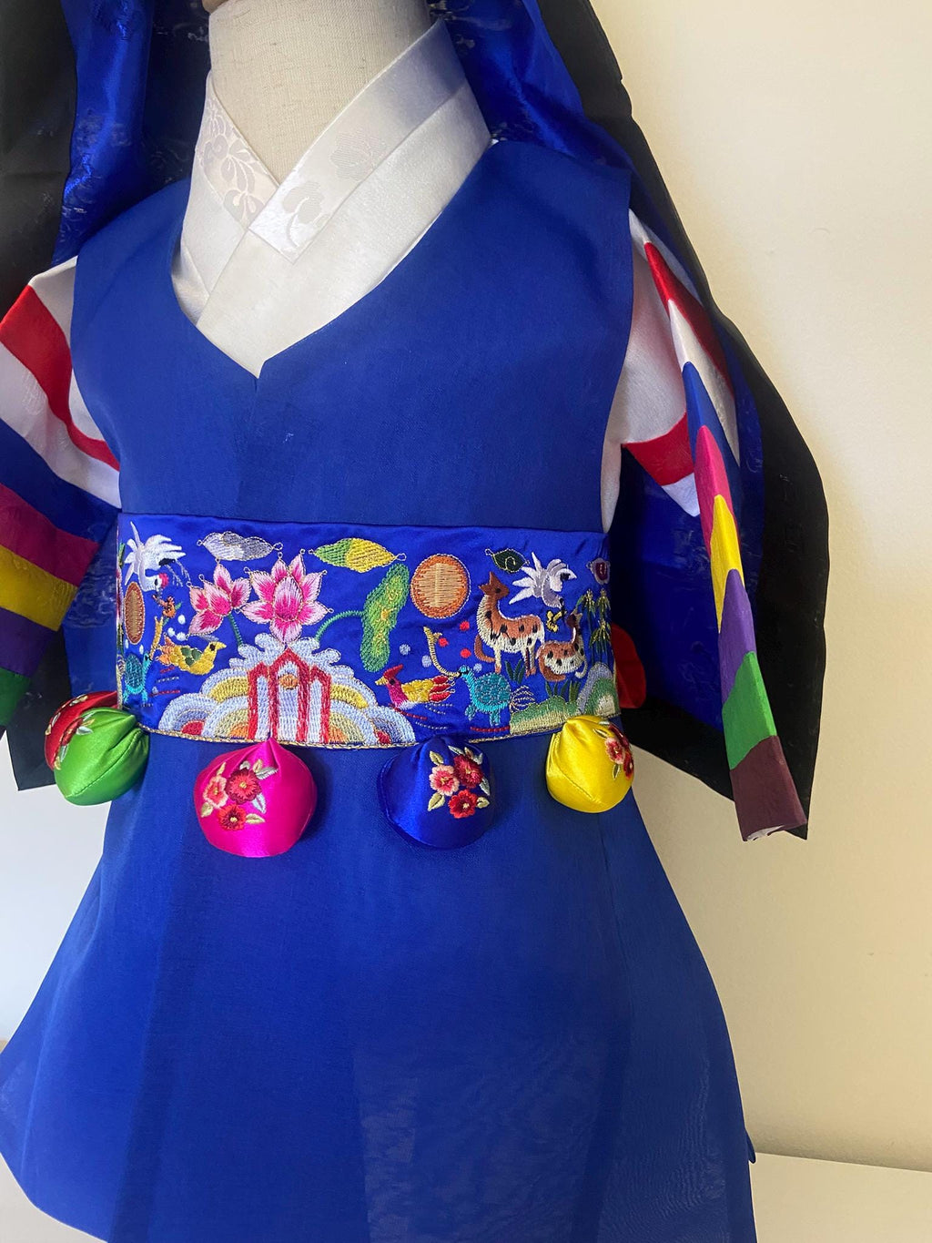 Boy U Hanbok Rental | Blue Hanbok with Hogeon Hat | First Birthday Outfit | Saekdong Sleeve Hanbok | Doljanchi Outfit Set | Size 1