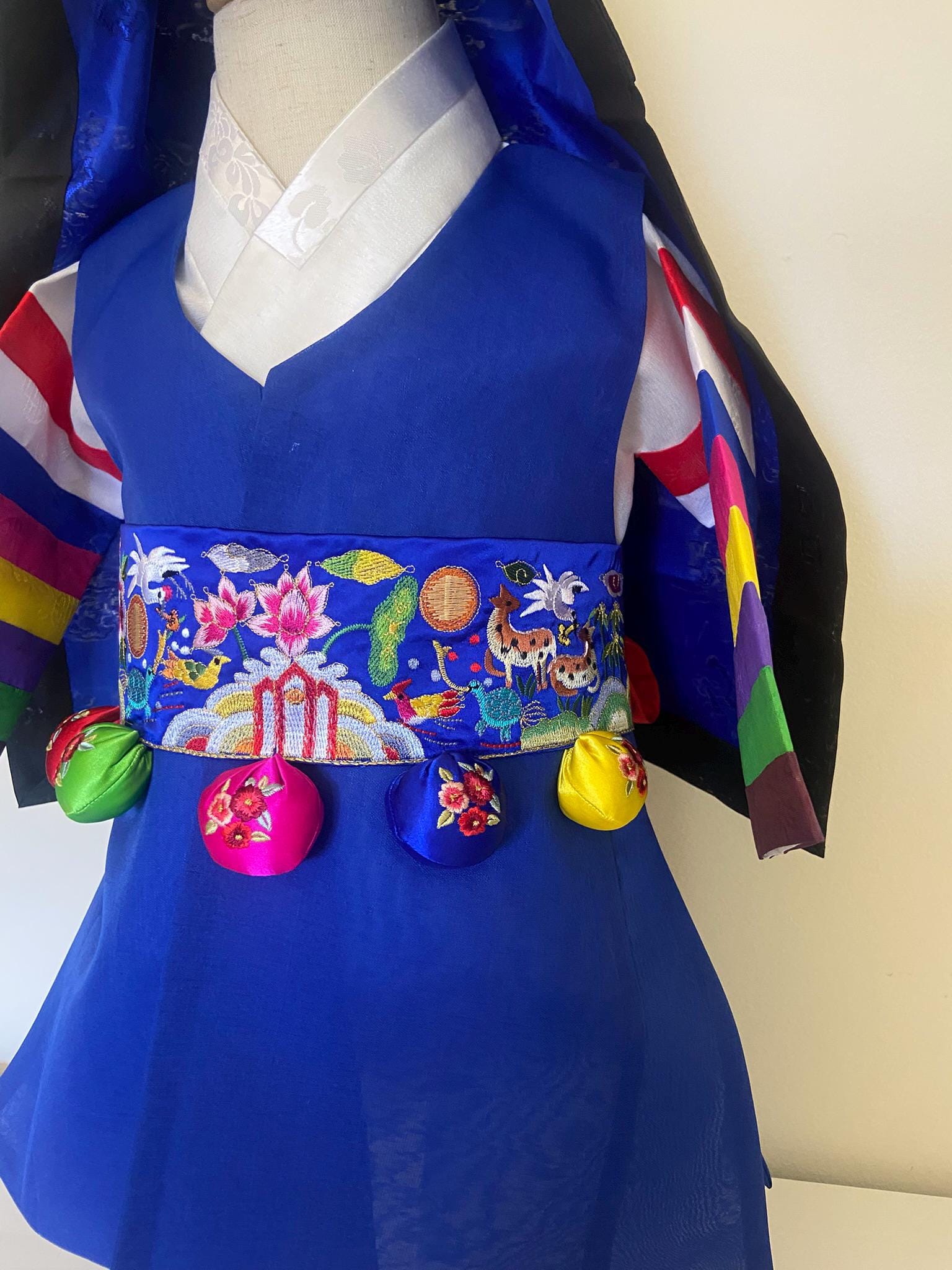 Boy U Hanbok Rental | Blue Hanbok with Hogeon Hat | First Birthday Outfit | Saekdong Sleeve Hanbok | Doljanchi Outfit Set | Size 1