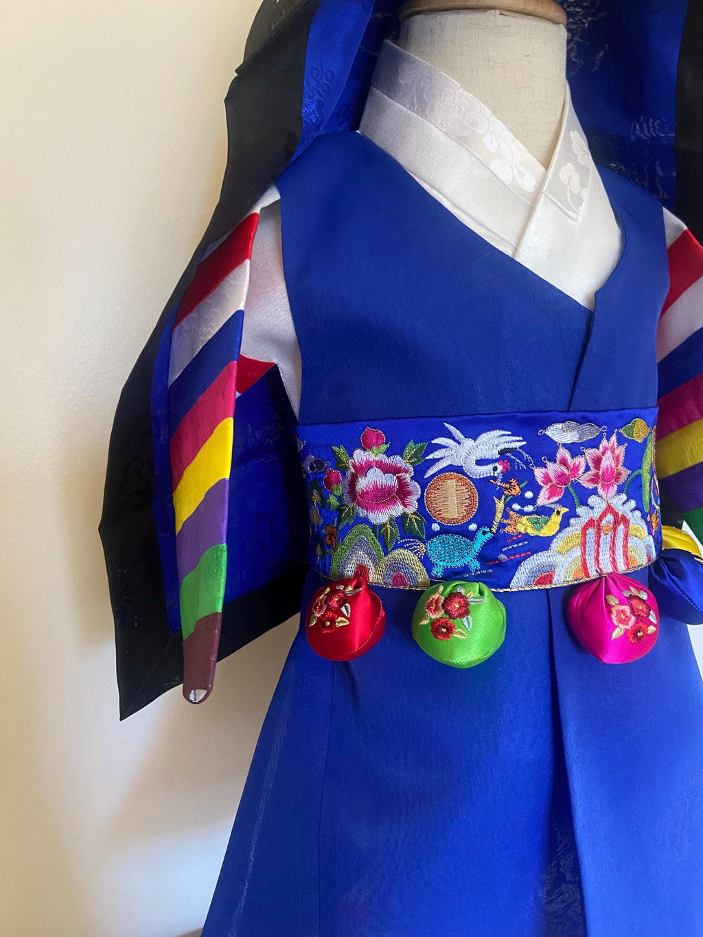 Boy U Hanbok Rental | Blue Hanbok with Hogeon Hat | First Birthday Outfit | Saekdong Sleeve Hanbok | Doljanchi Outfit Set | Size 1
