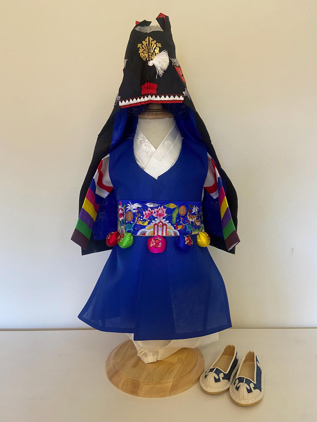 Boy U Hanbok Rental | Blue Hanbok with Hogeon Hat | First Birthday Outfit | Saekdong Sleeve Hanbok | Doljanchi Outfit Set | Size 1