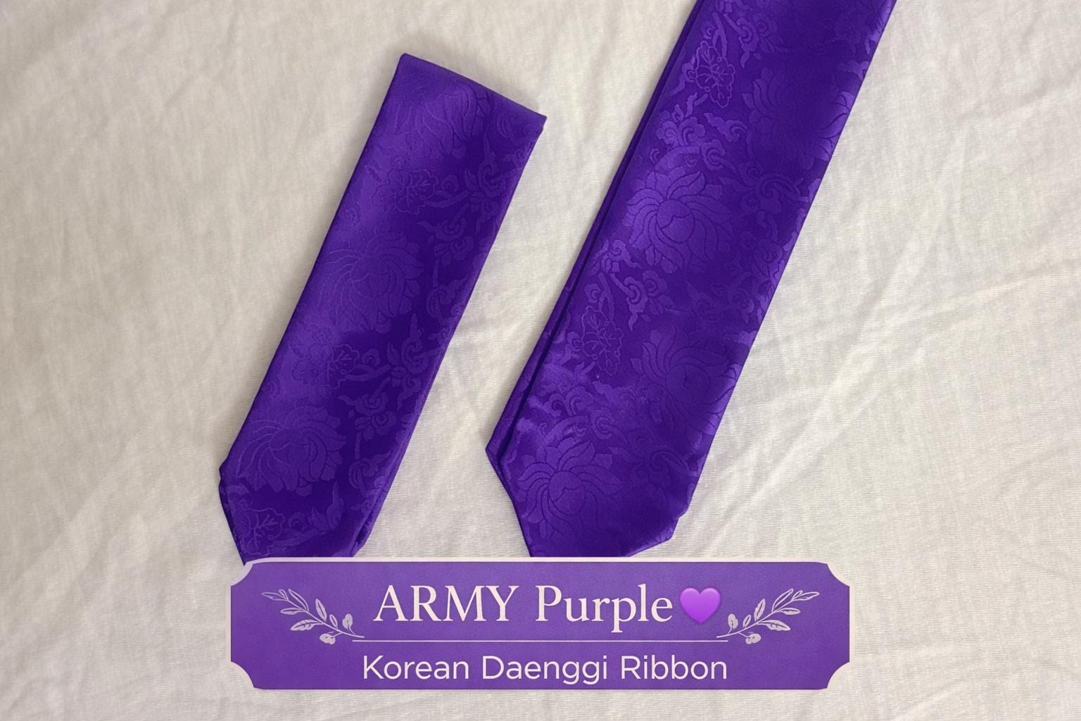 Purple Korean Daenggi Ribbon | BTS Inspired Traditional Hair Ribbon | Hanbok Accessory | ARMY Gift | Korean Aesthetic