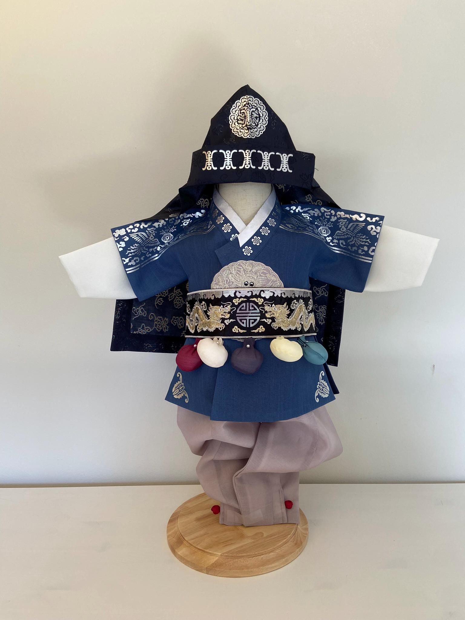 Boy B Hanbok Rental | Blue 100 Days Hanbok | Korean Baby Boy Baekil Outfit | Traditional Korean 100 Days Celebration Outfit | Size 0