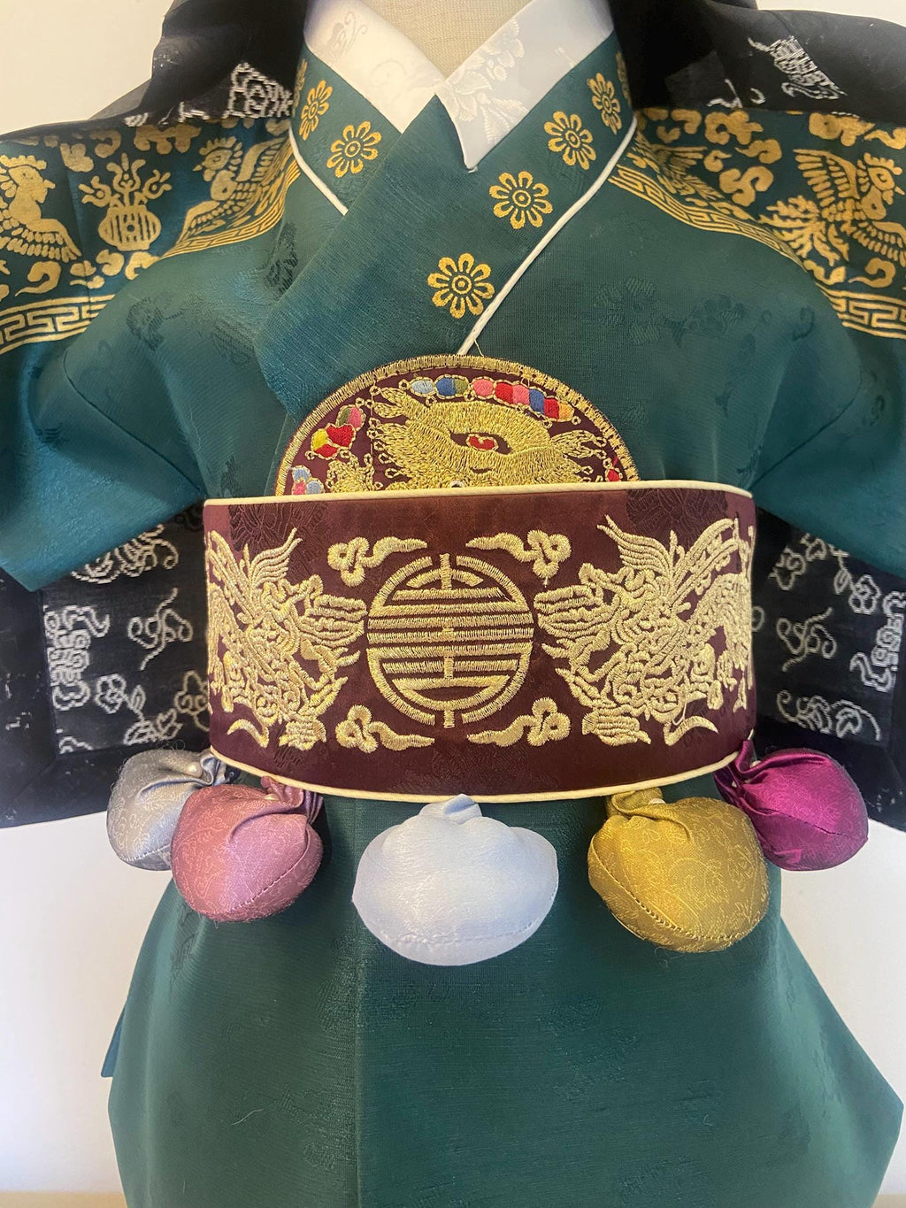 Boy G Hanbok Rental | Green & Gold 100 Days Outfit | Baby Boy Baekil Hanbok | Royal Traditional Hanbok Rental | Boy Hanbok Set | Size 0