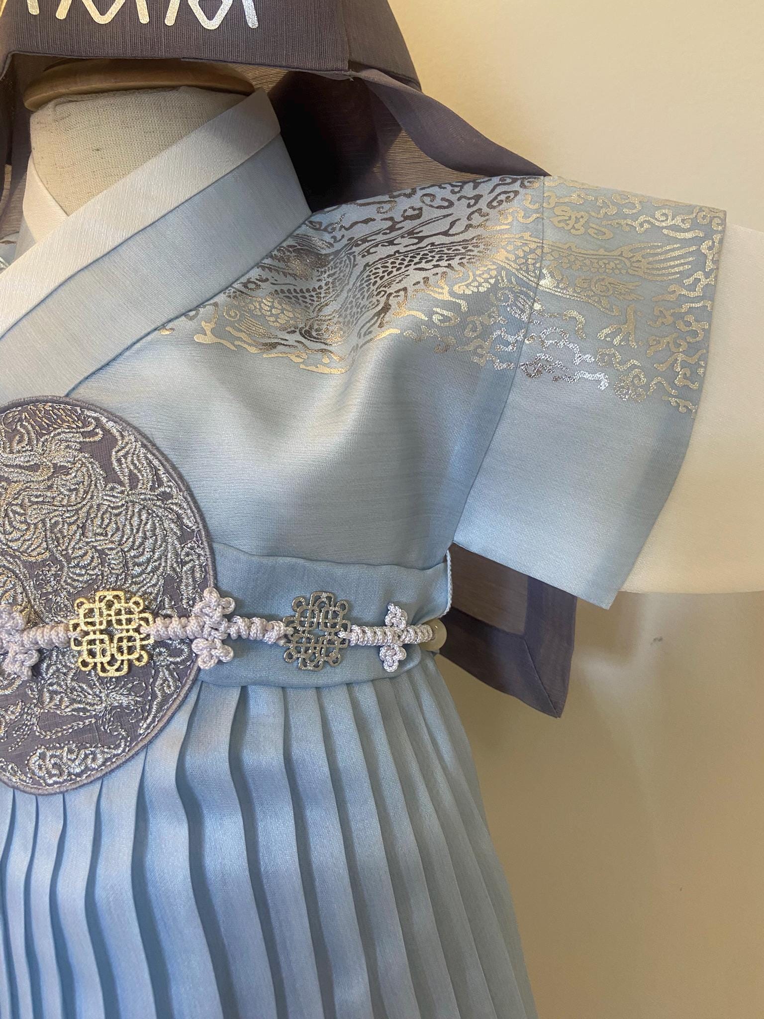 Boy E Hanbok Rental | Light Blue Traditional Baby Outfit | Baby Boy Hanbok | Traditional Korean 100 Days Celebration Outfit | Size 0