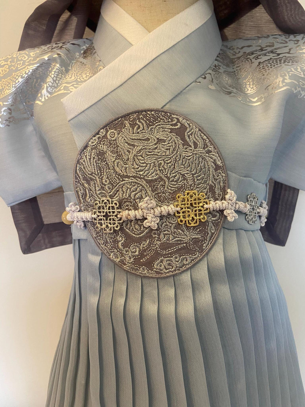 Boy E Hanbok Rental | Light Blue Traditional Baby Outfit | Baby Boy Hanbok | Traditional Korean 100 Days Celebration Outfit | Size 0