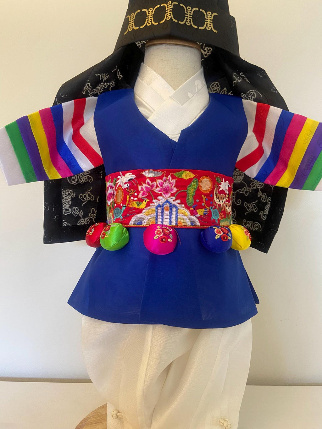 Boy I Hanbok Rental | Blue Saekdong Sleeve Hanbok | Baekil Hanbok | Size 0