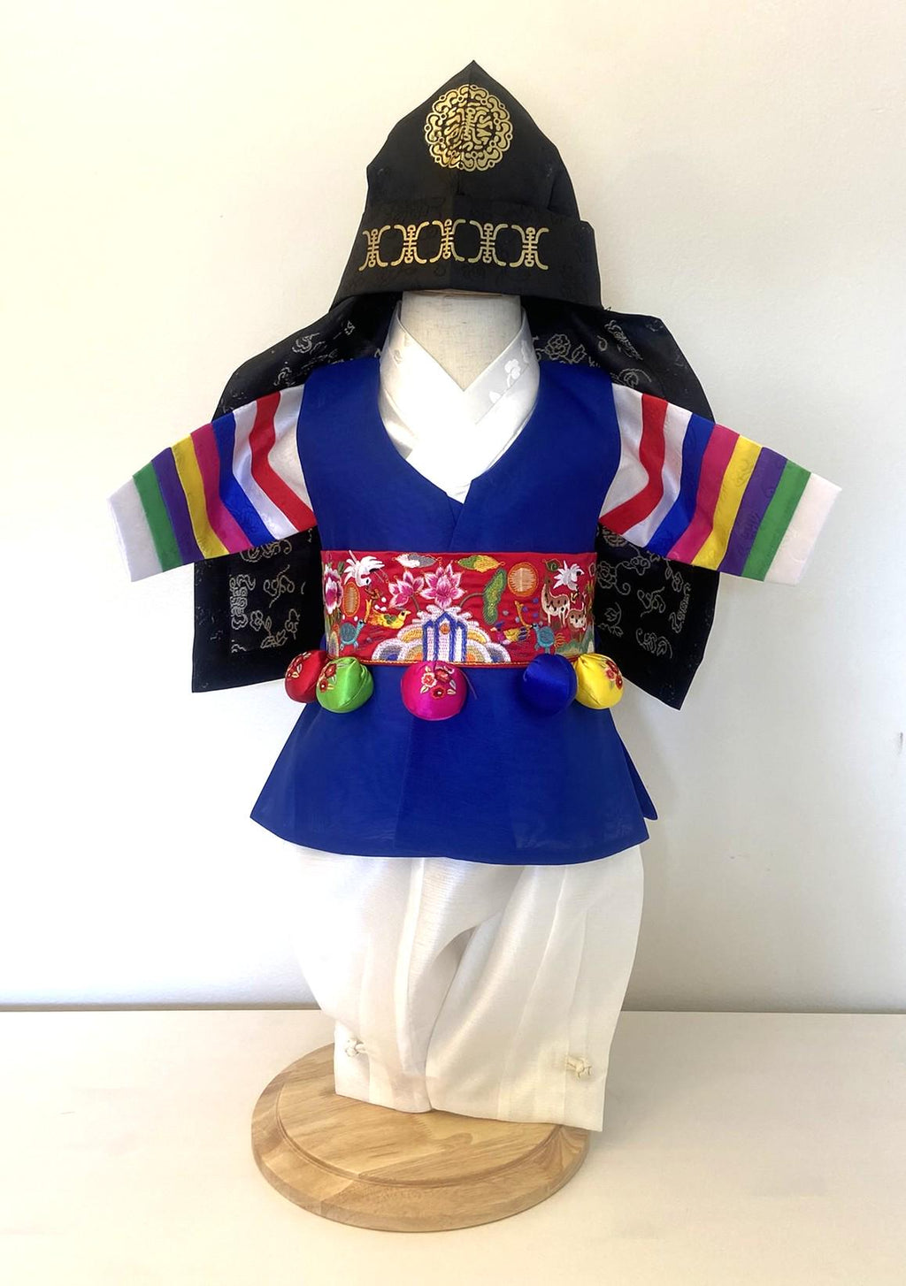 Boy I Hanbok Rental | Blue Saekdong Sleeve Hanbok | Baekil Hanbok | Size 0